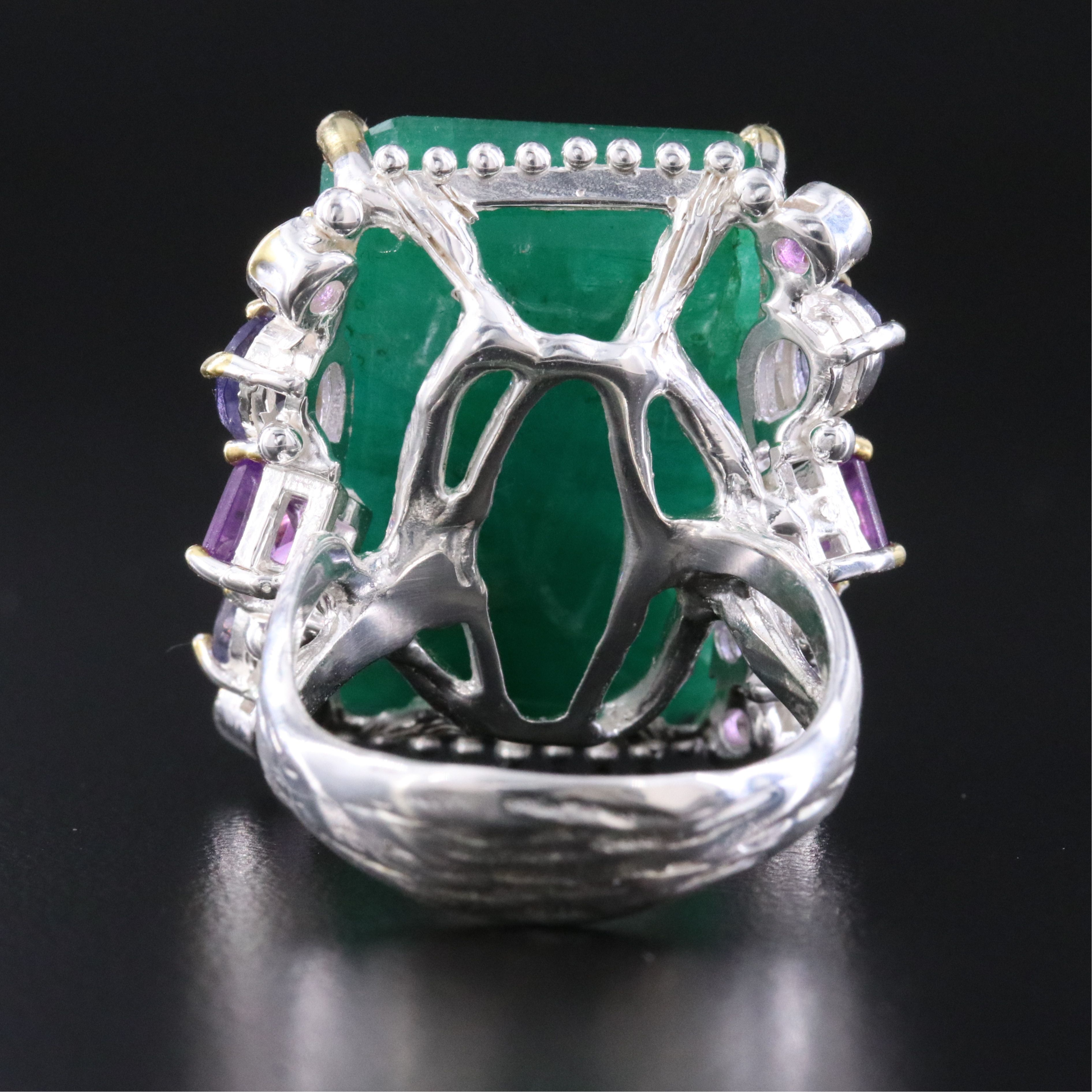 Sterling Emerald, Amethyst, and Iolite Ring
