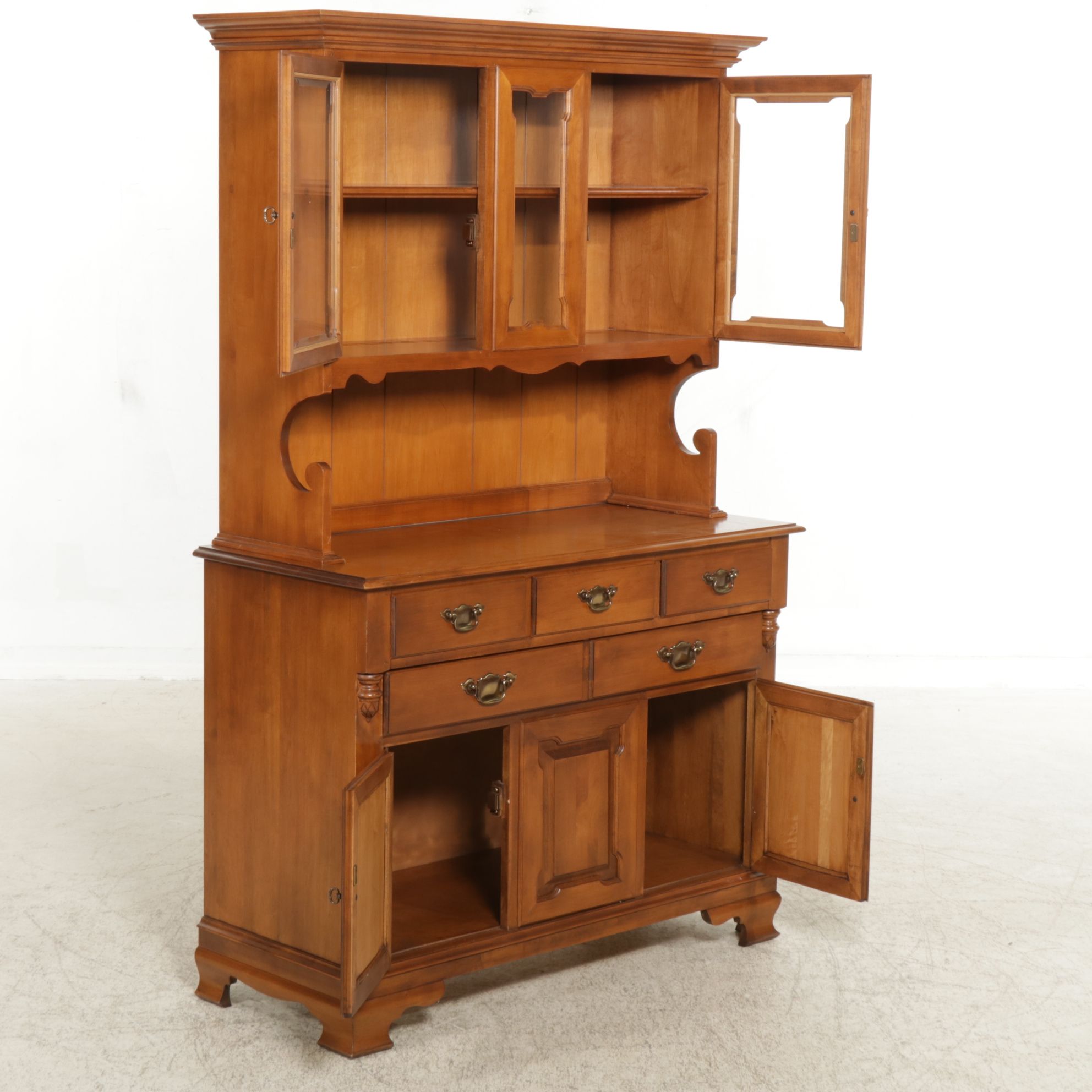 Tell City "Young Republic" Maple Step Back Cupboard, Mid to Late 20th Century