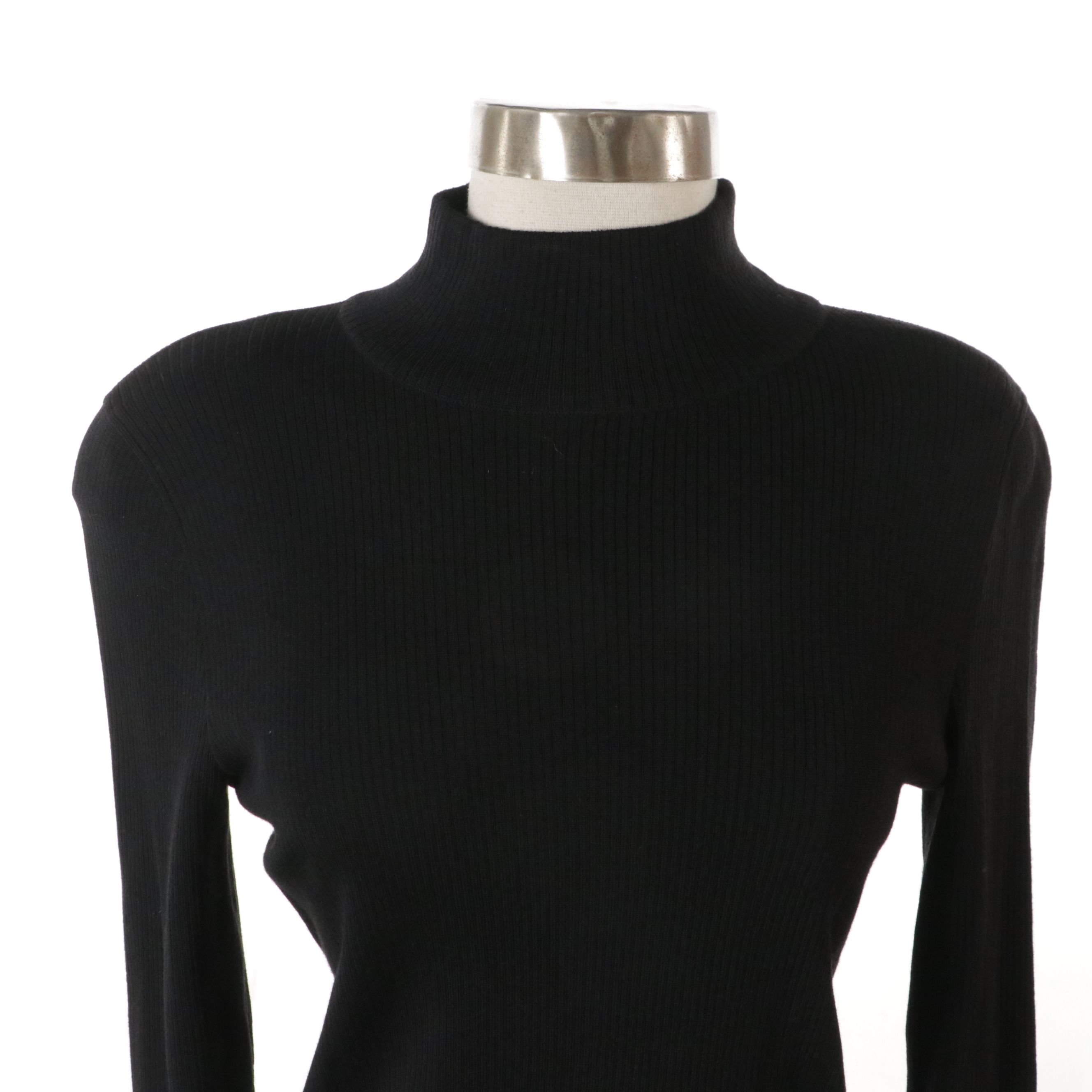 Escada Double-Breasted Blazer in Piacenza Cashgorissimo, Leather Skirt, Knit Top