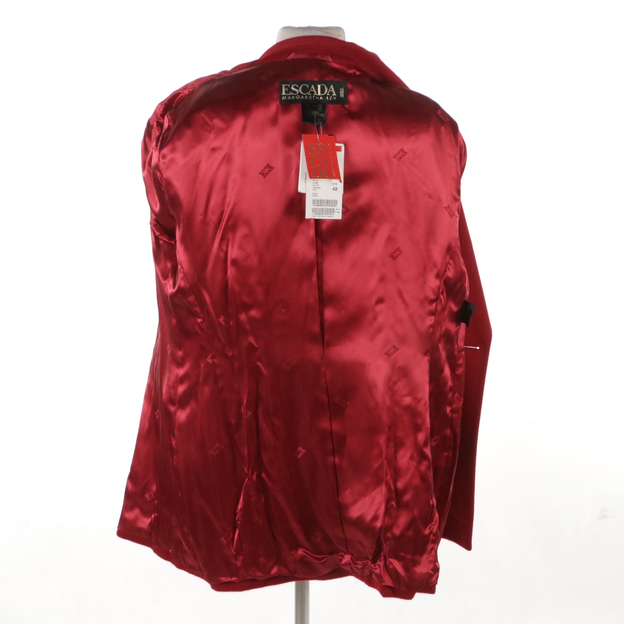 Escada Double-Breasted Blazer in Piacenza Cashgorissimo, Leather Skirt, Knit Top