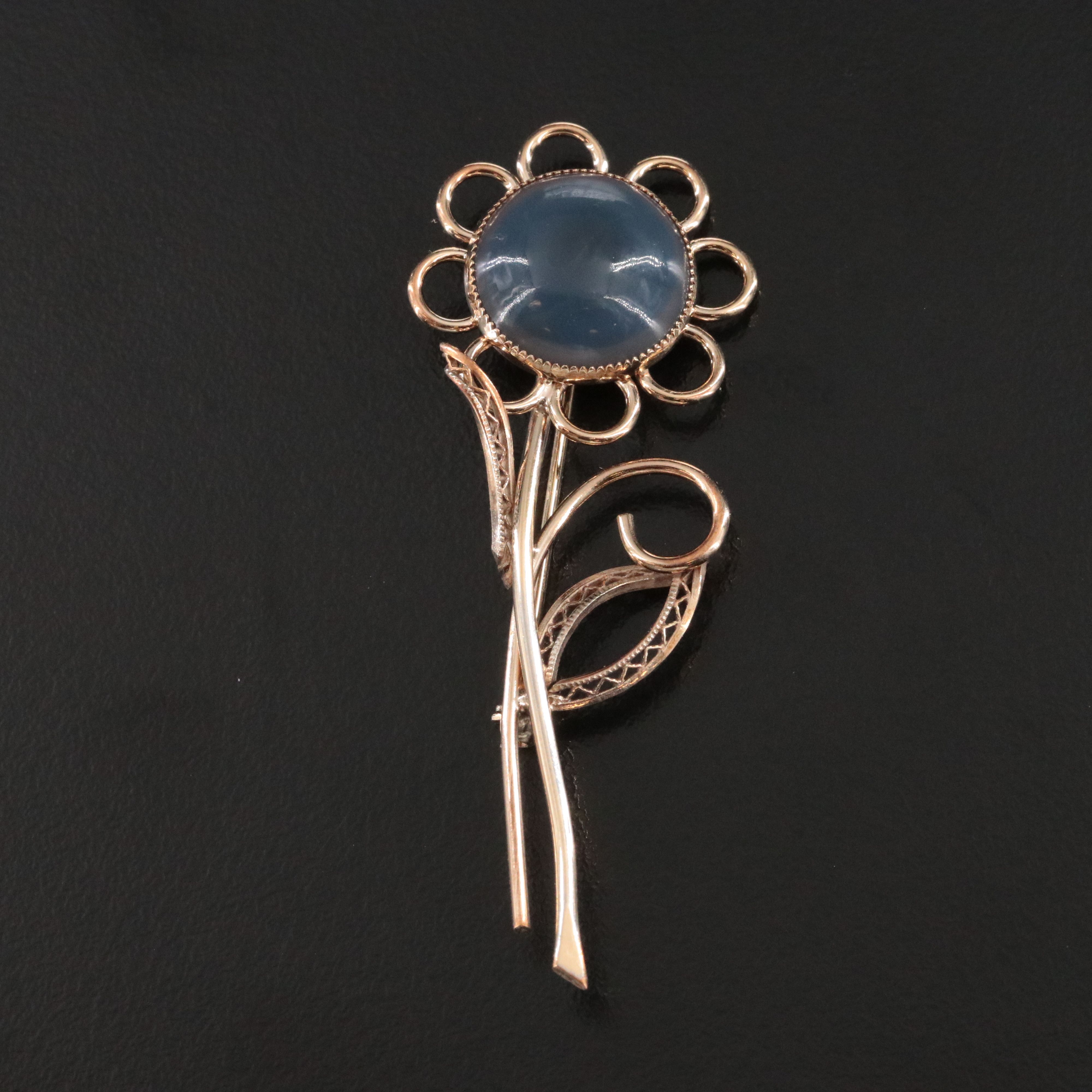Winard 12K Gold- Filled Chalcedony Floral Brooch