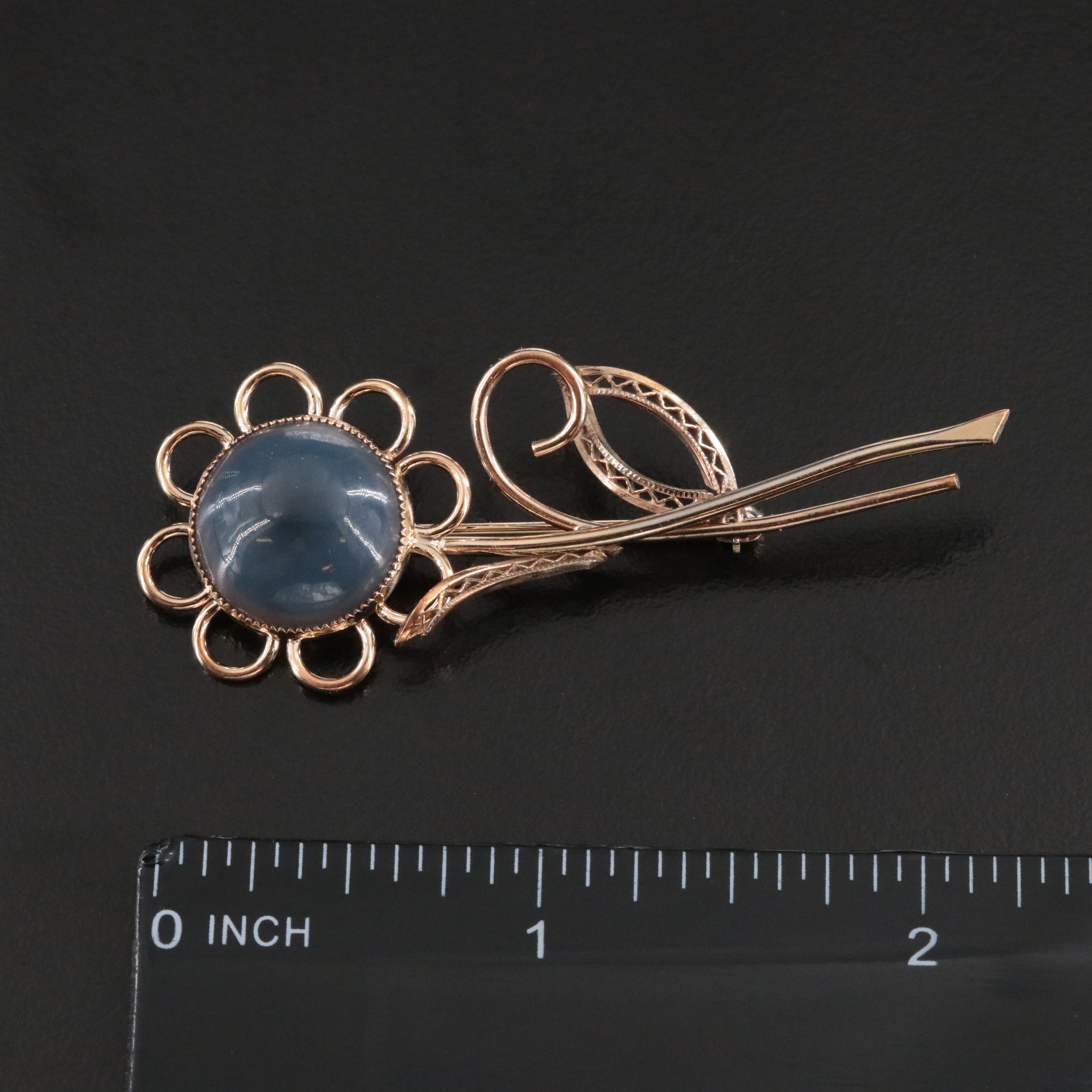 Winard 12K Gold- Filled Chalcedony Floral Brooch