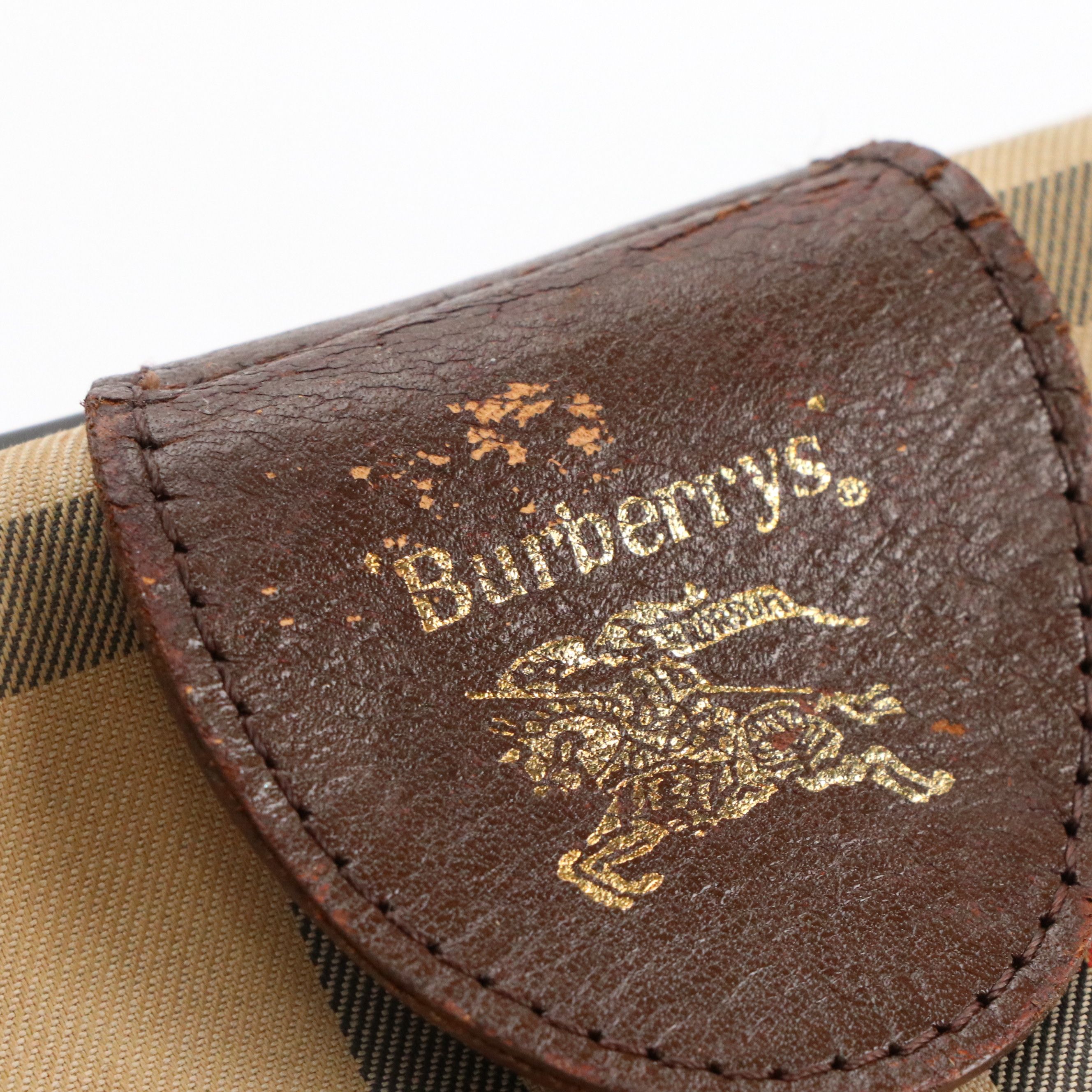 Burberrys Locking Duffle Bag in Haymarket Check Canvas and Brown Leather