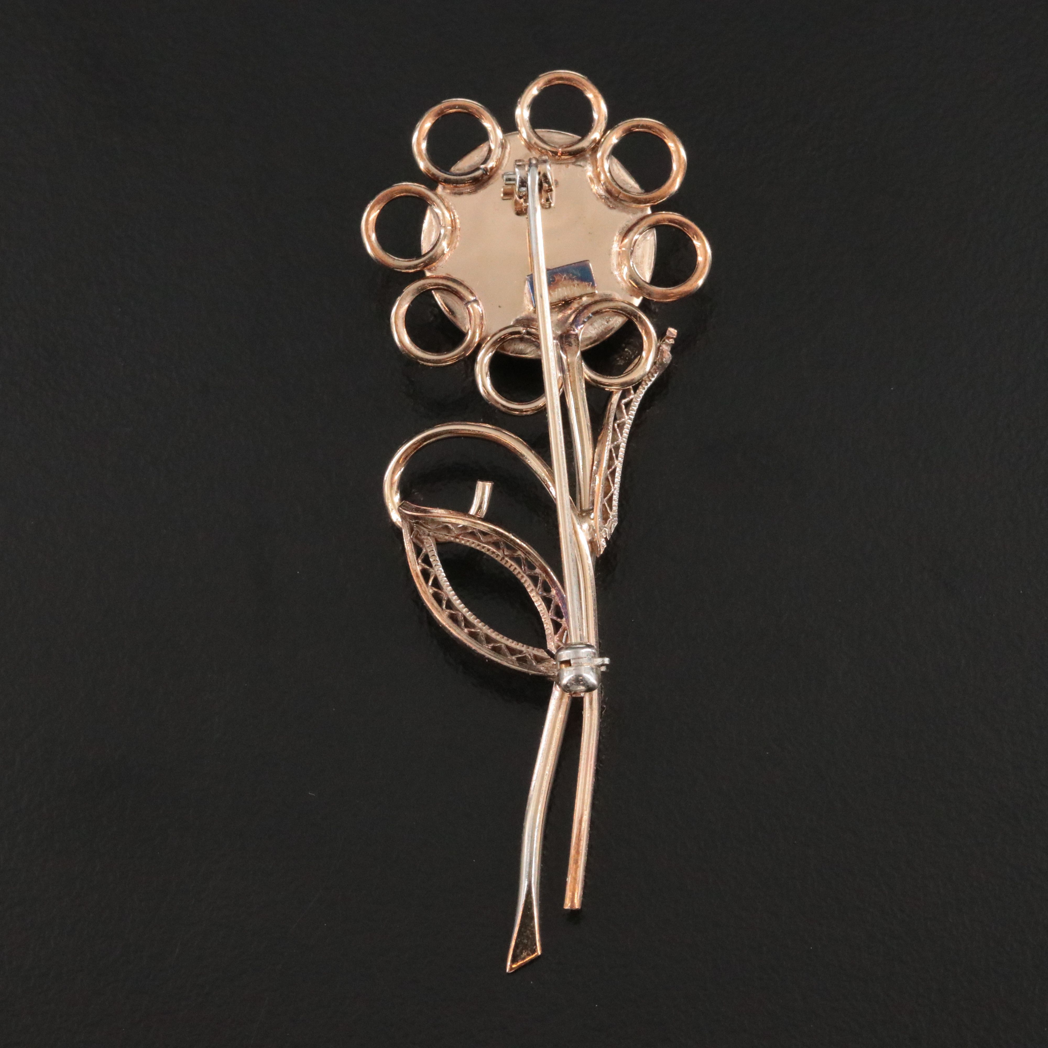 Winard 12K Gold- Filled Chalcedony Floral Brooch