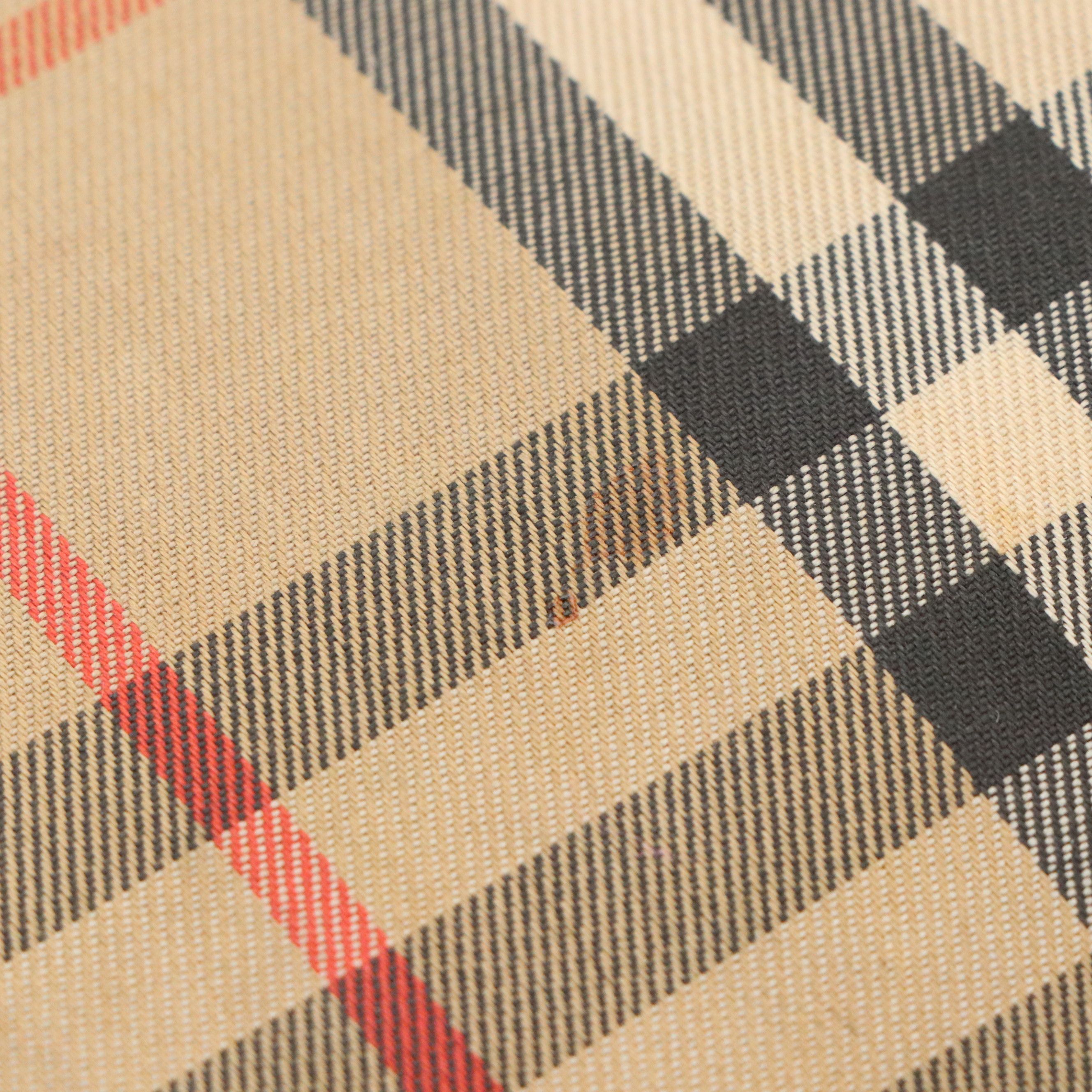 Burberrys Locking Duffle Bag in Haymarket Check Canvas and Brown Leather