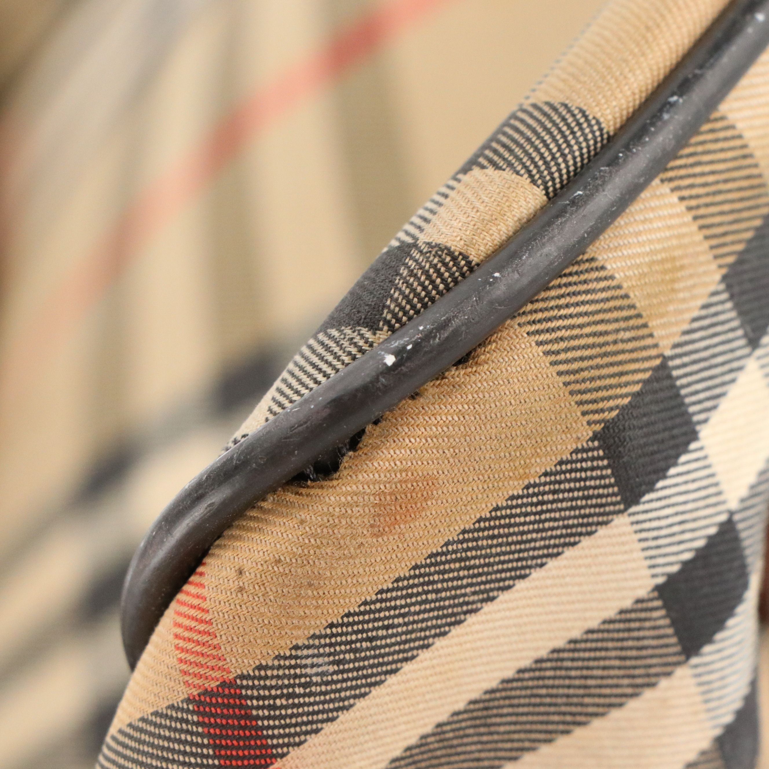 Burberrys Locking Duffle Bag in Haymarket Check Canvas and Brown Leather