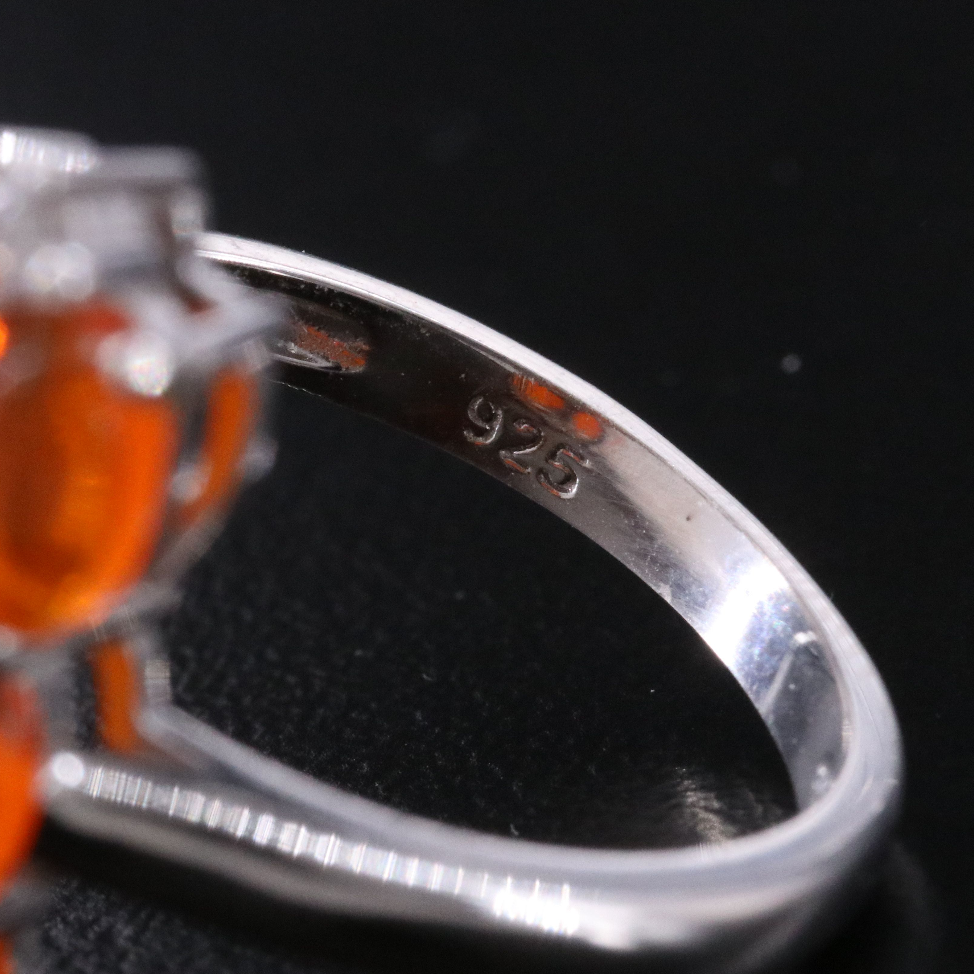 Sterling Fire Opal and CZ Ring