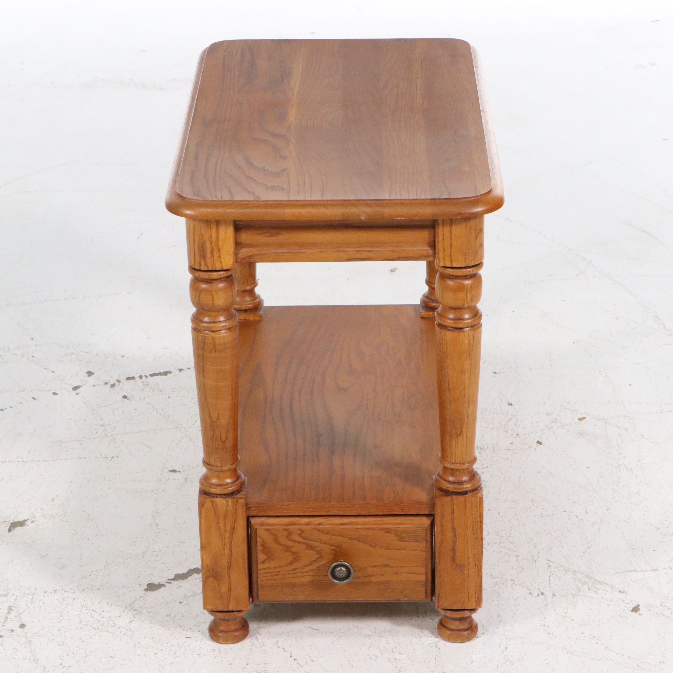 Three-Piece Oak End Table Set with Queen Anne Style Drop-Leaf Coffee Table