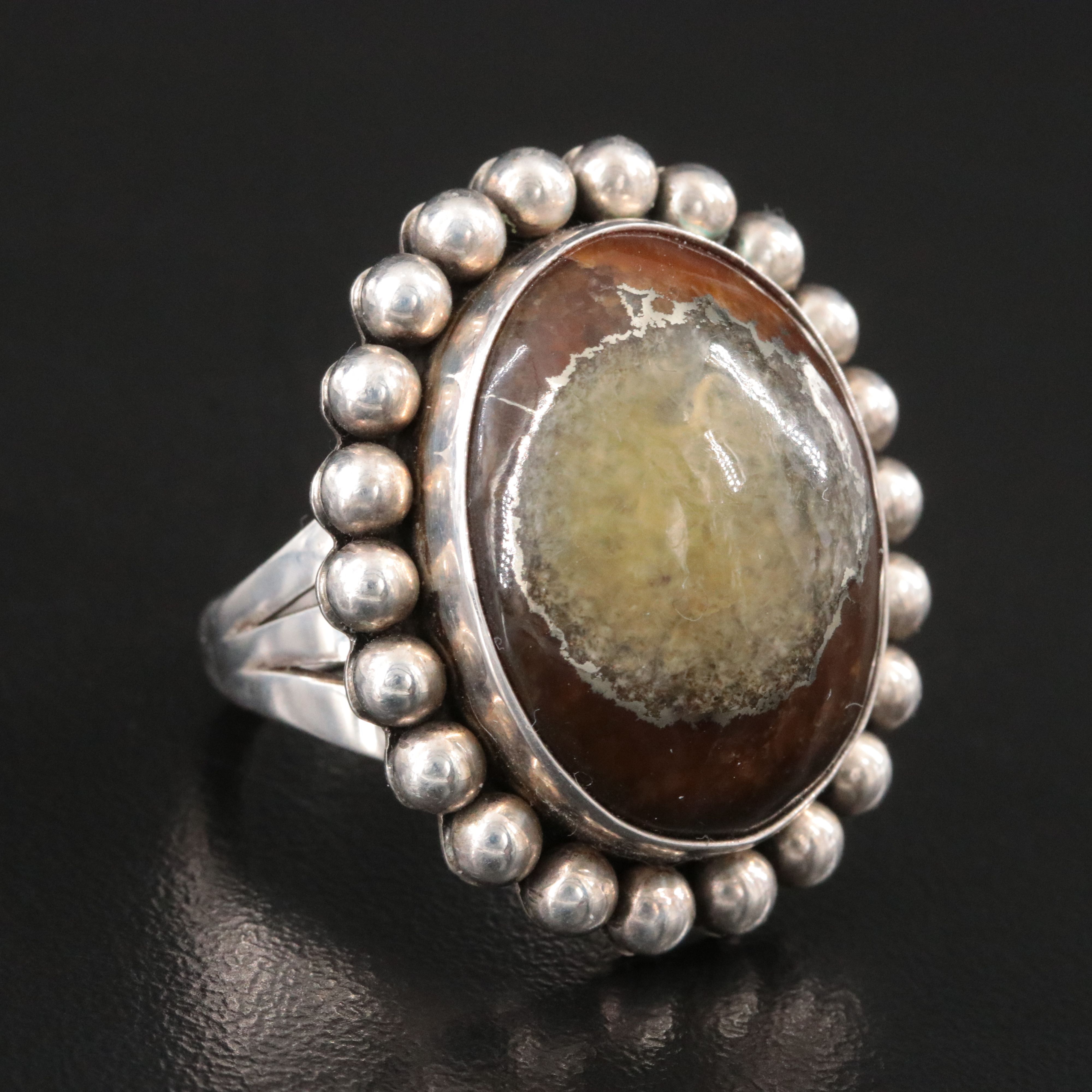 Artie Yellowhorse Navajo Diné Sterling Agate Ring
