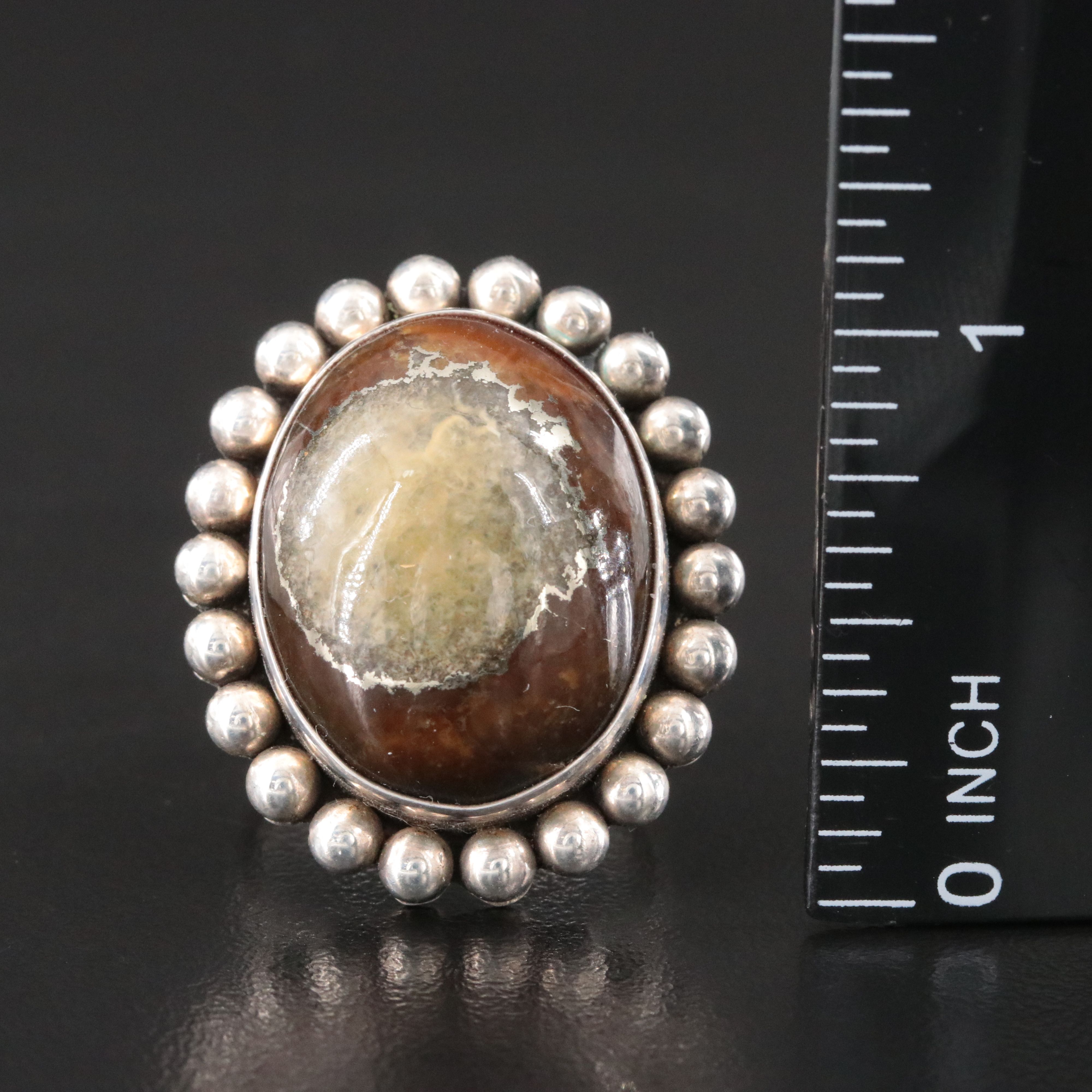 Artie Yellowhorse Navajo Diné Sterling Agate Ring