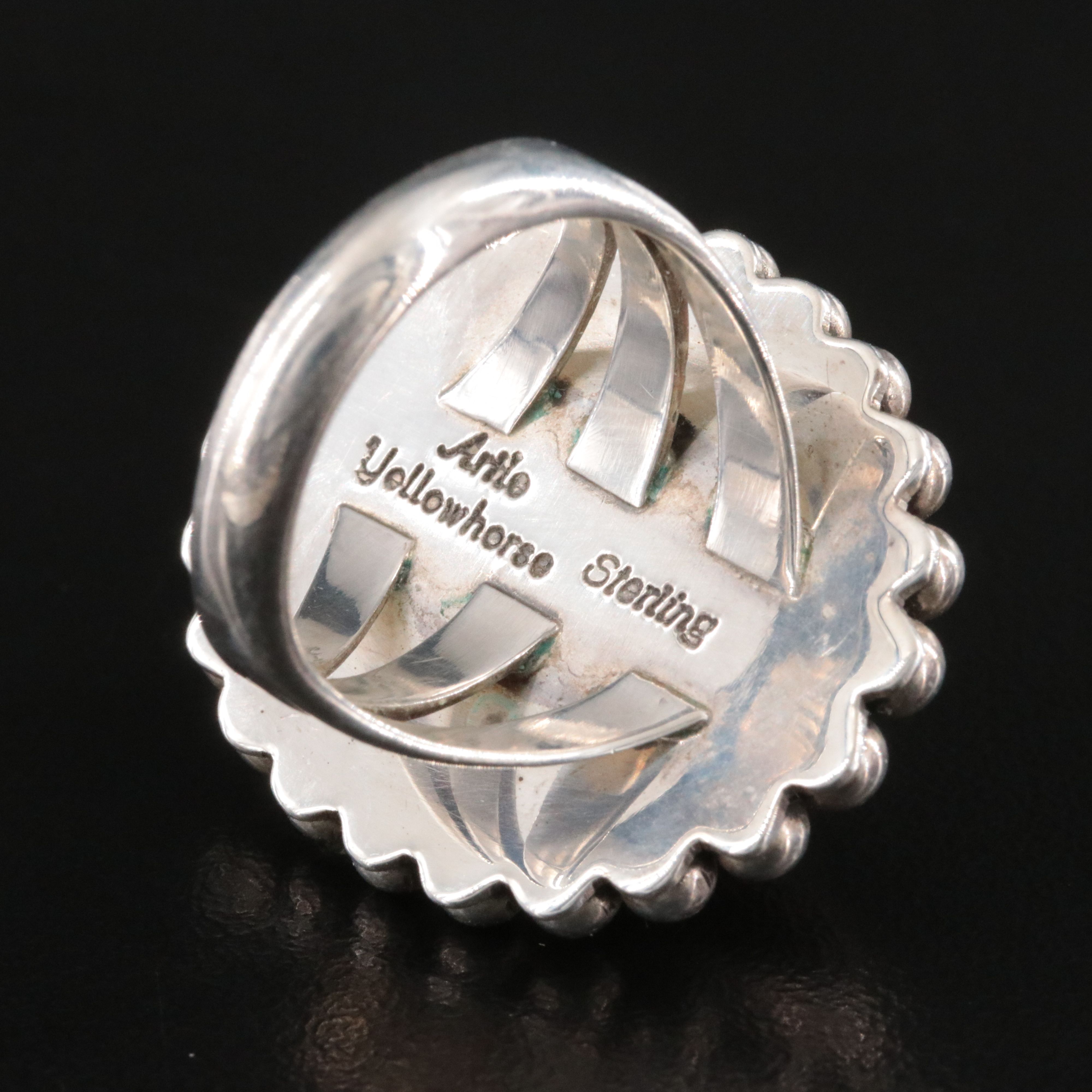 Artie Yellowhorse Navajo Diné Sterling Agate Ring