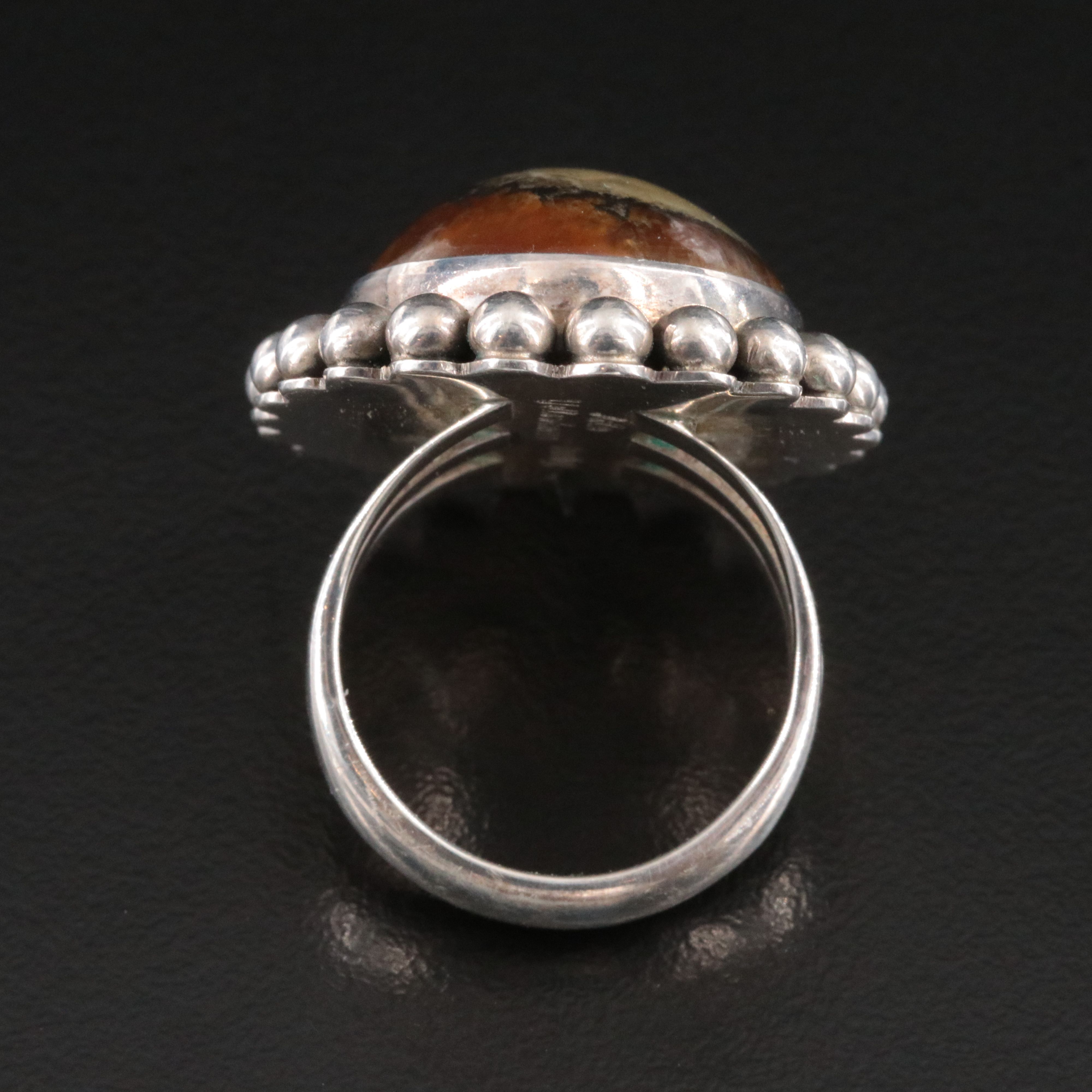 Artie Yellowhorse Navajo Diné Sterling Agate Ring