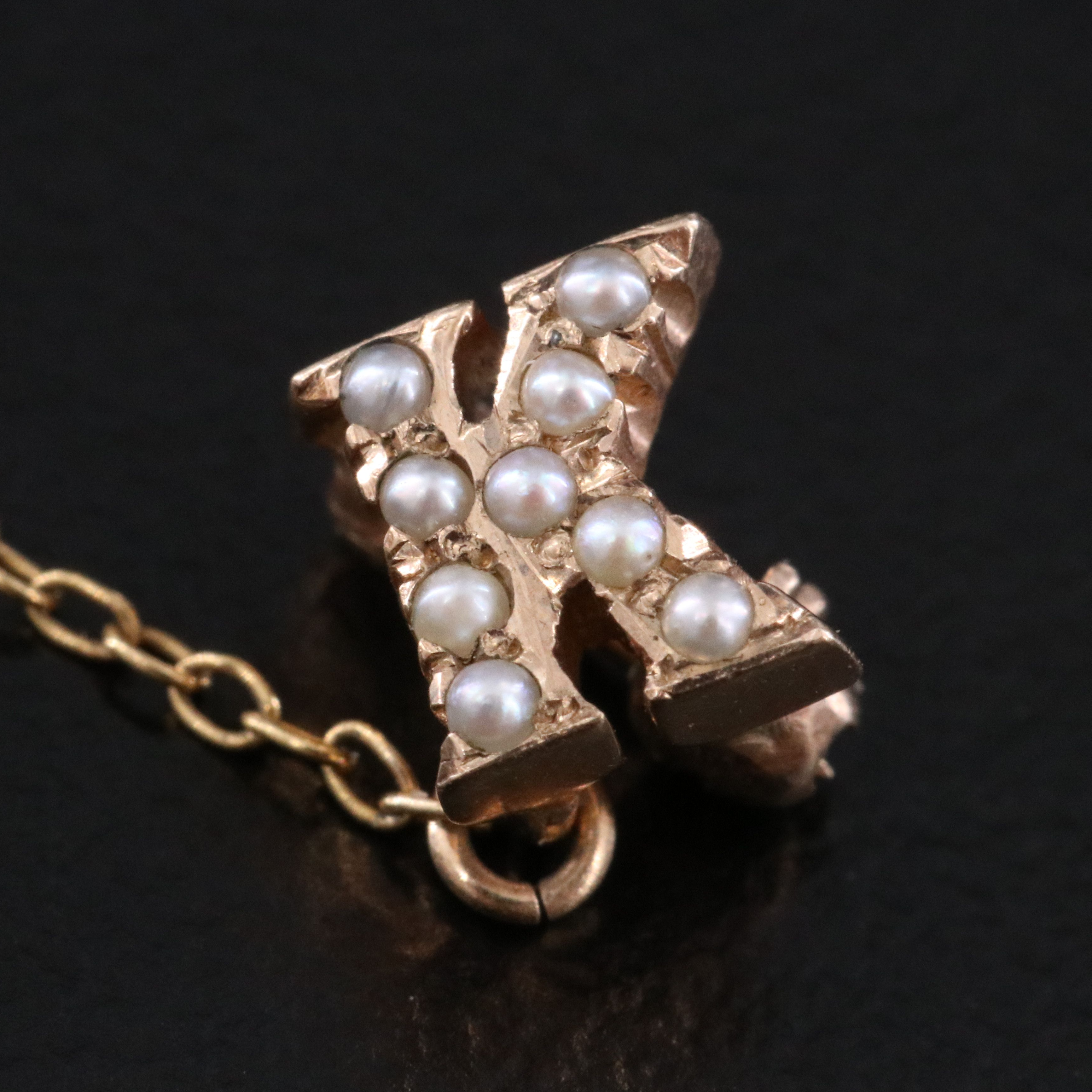 Fraternal 10K Seed Pearl Gamma Phi Beta Pin, 1960s