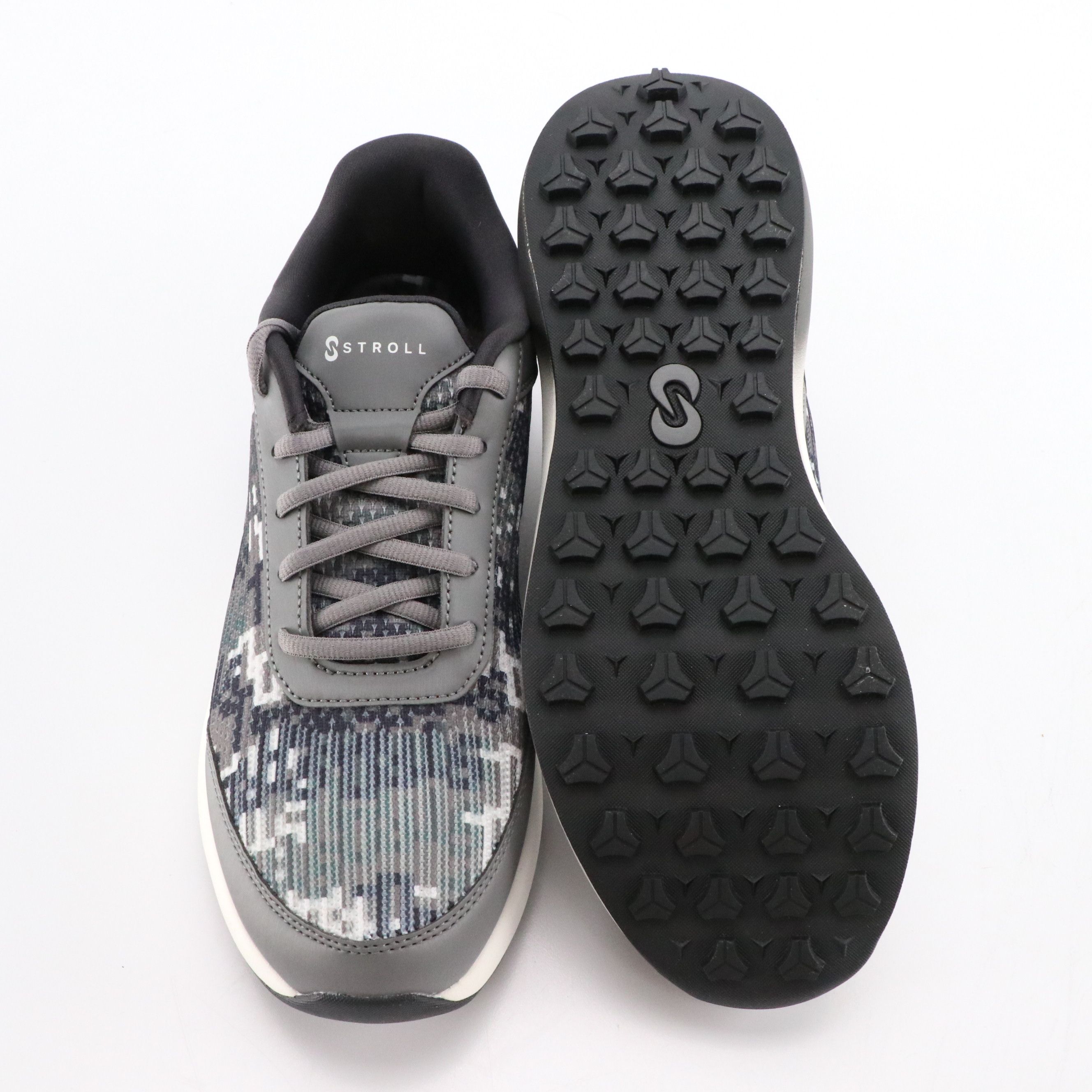 Men's Stroll Performance Knit Sneakers in Black and White Camo, With Boxes