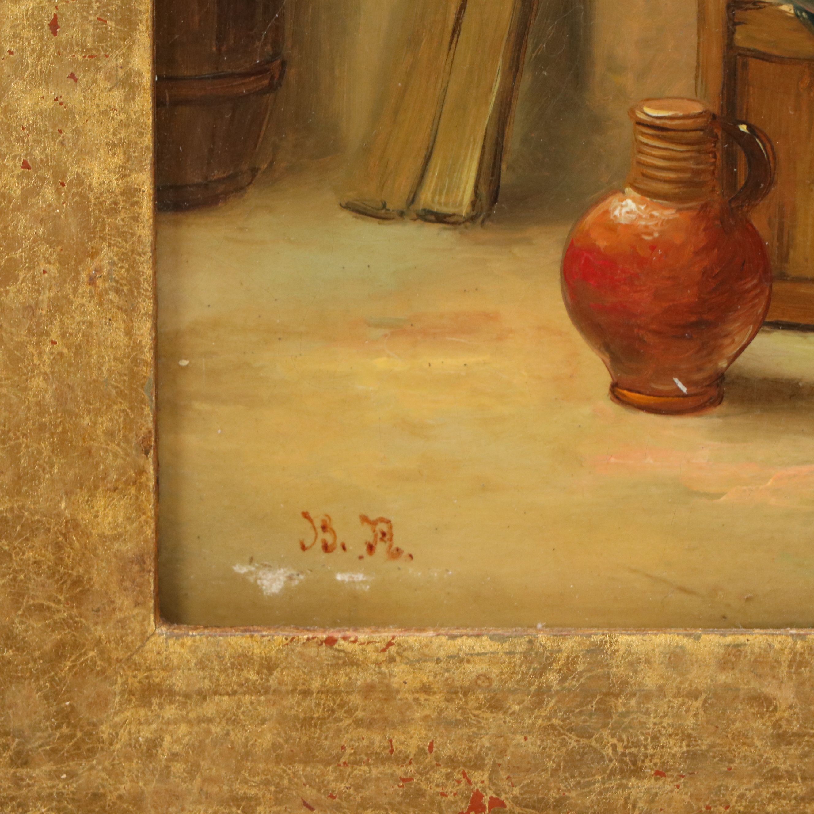 Dutch Tavern Genre Scene Oil Painting on Copper