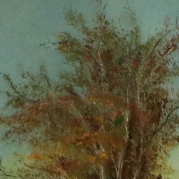 Hudson River School Oil Painting of Cows Wading in Tree-Lined Creek