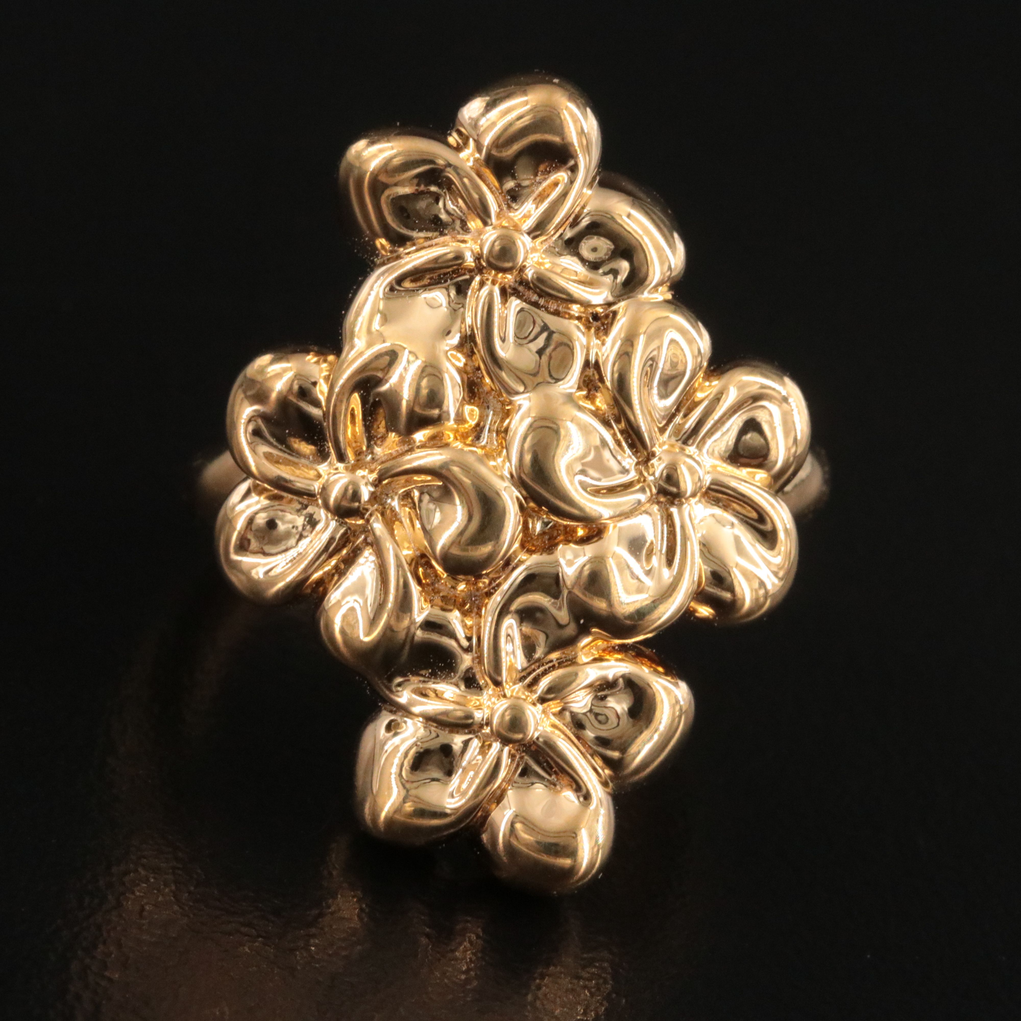 Milor 14K Electroformed Plumeria Flower Ring
