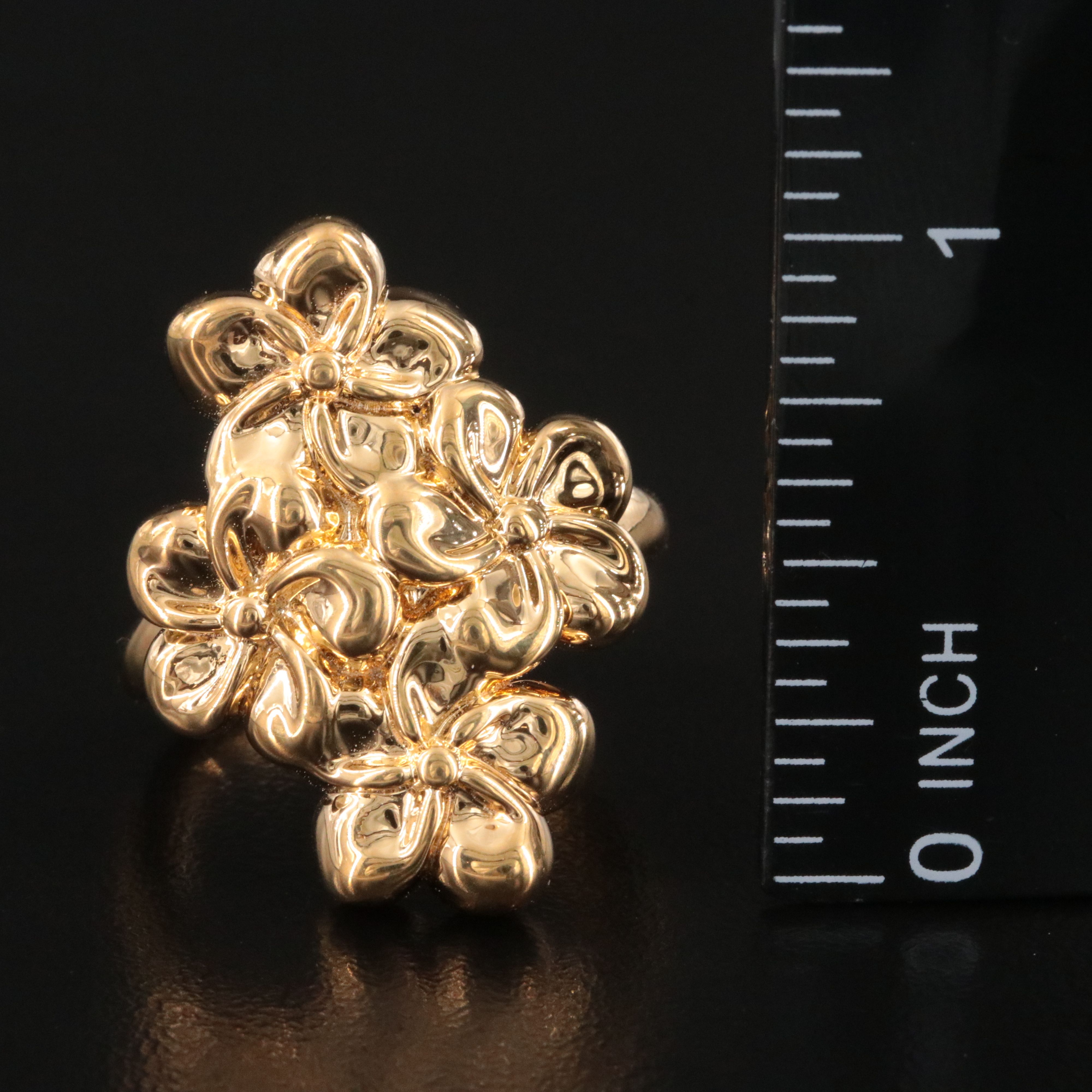 Milor 14K Electroformed Plumeria Flower Ring