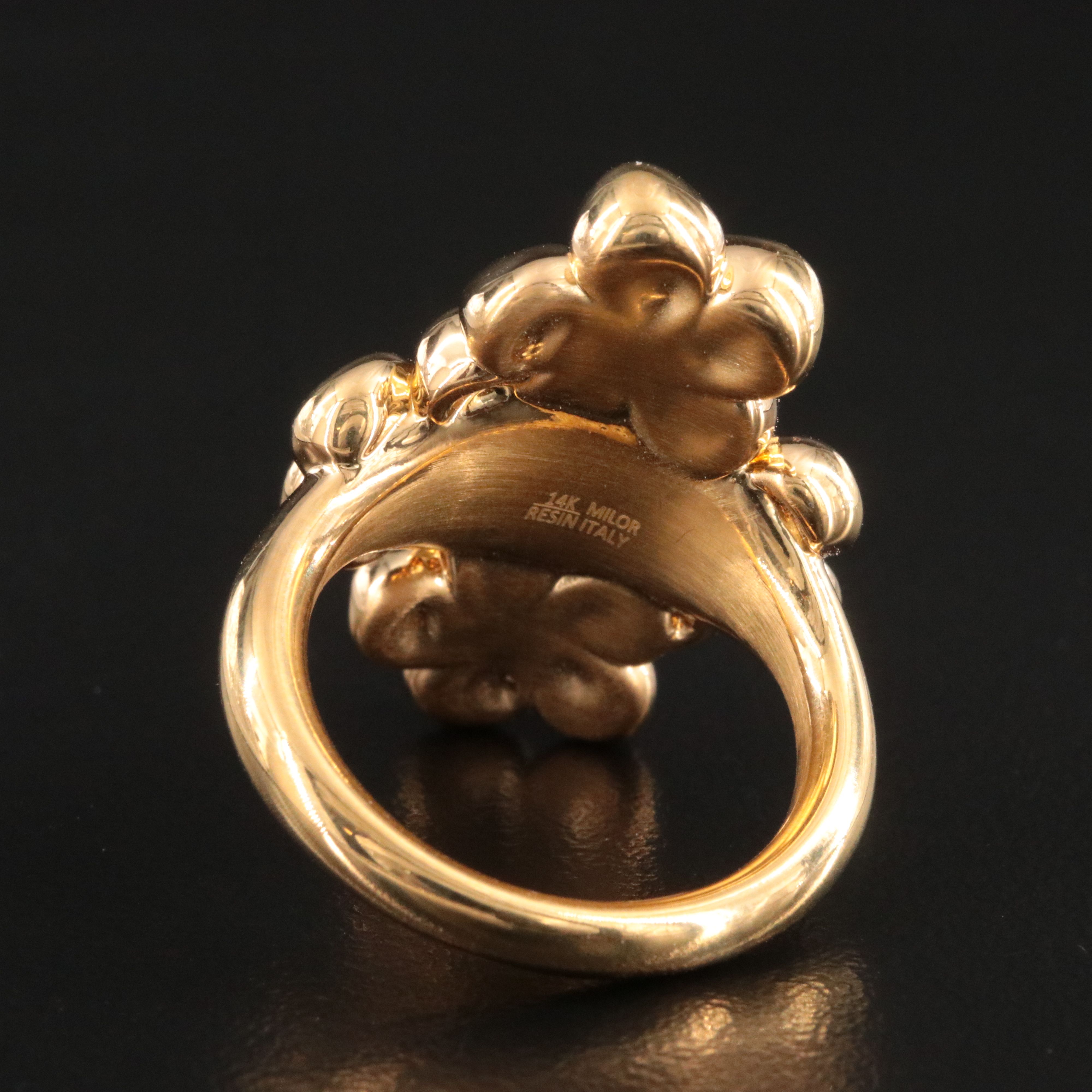 Milor 14K Electroformed Plumeria Flower Ring