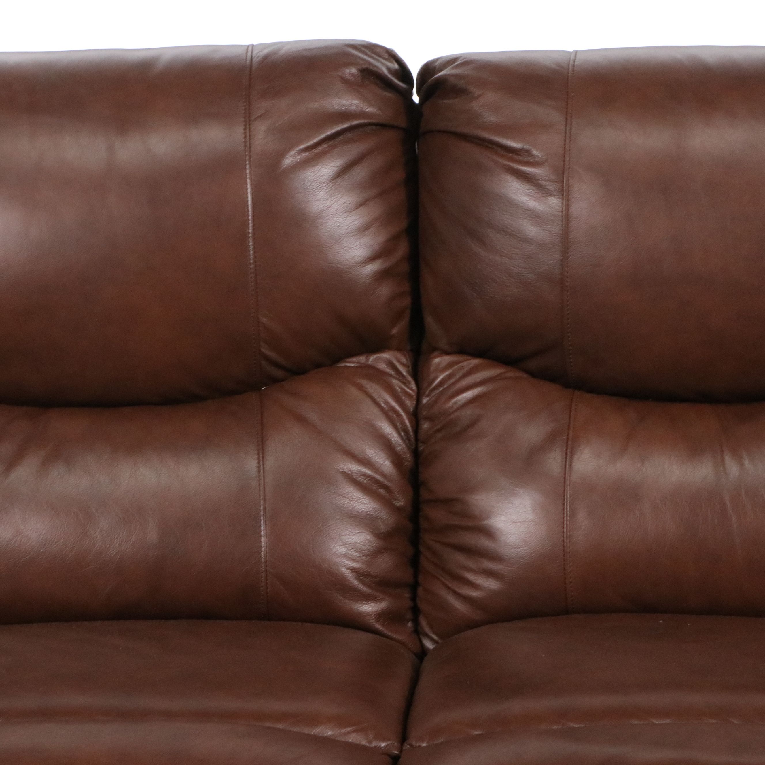 Contemporary Dual-Reclining Leather Loveseat, 21st Century