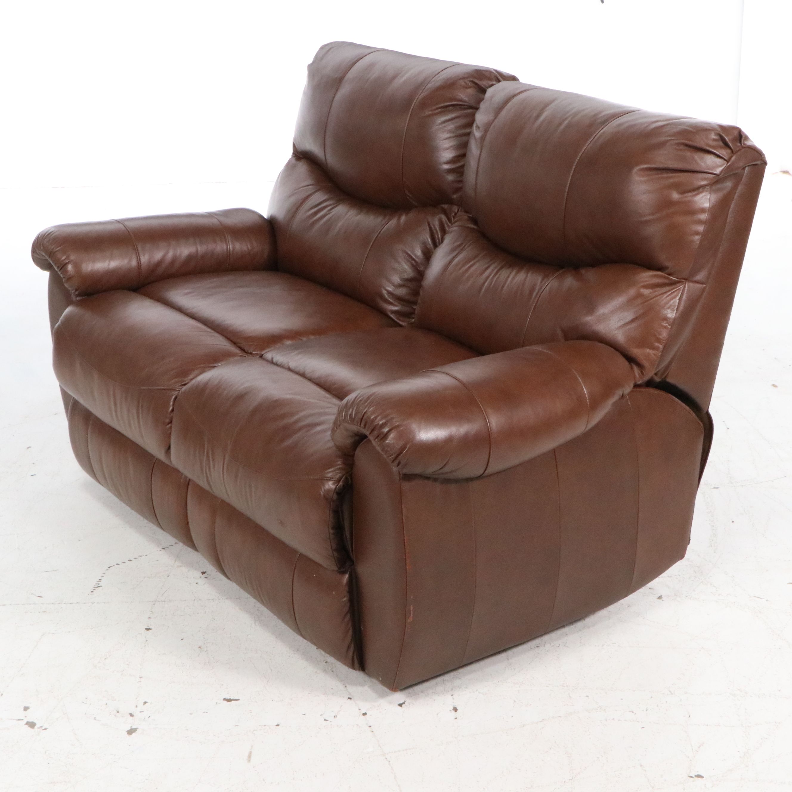 Contemporary Dual-Reclining Leather Loveseat, 21st Century