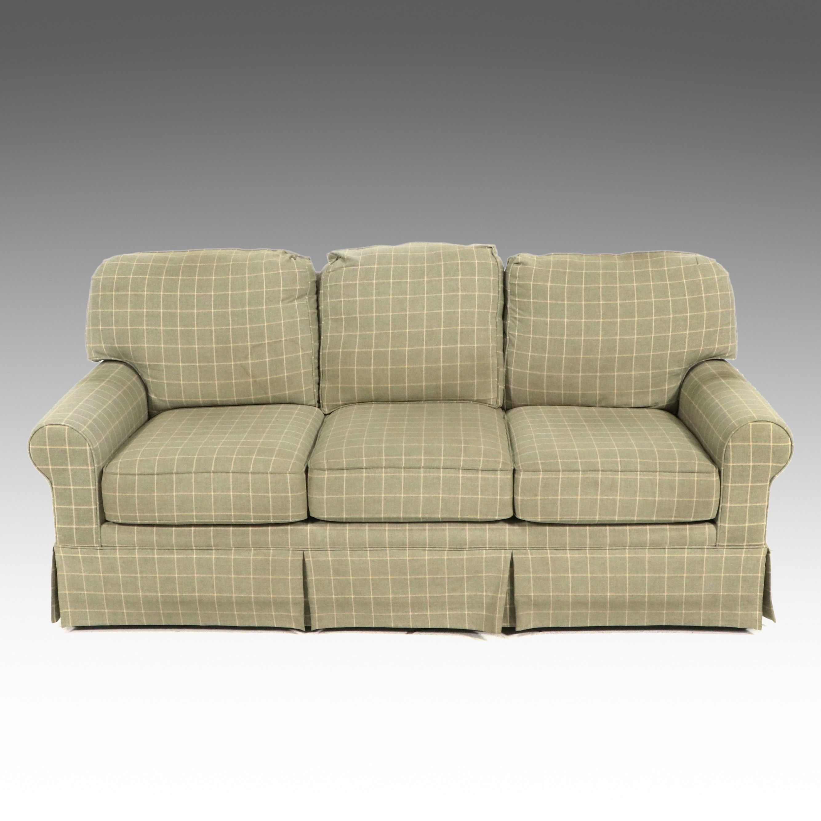 Berne Furniture Custom Built Three-Cushion Skirted Sofa, Late 20th Century