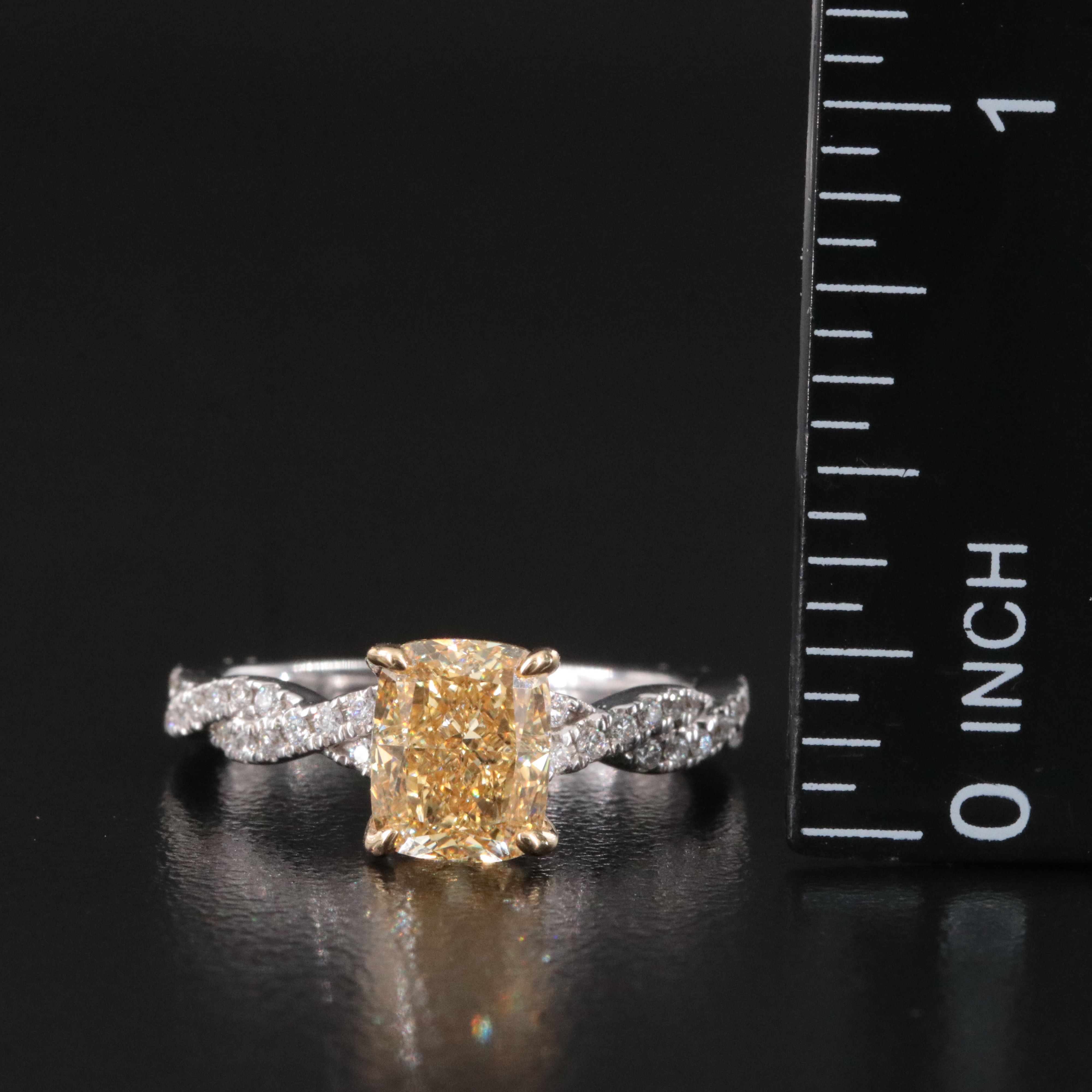 14K 2.40 CTW Lab Grown Diamond Ring with Fancy Yellow Center