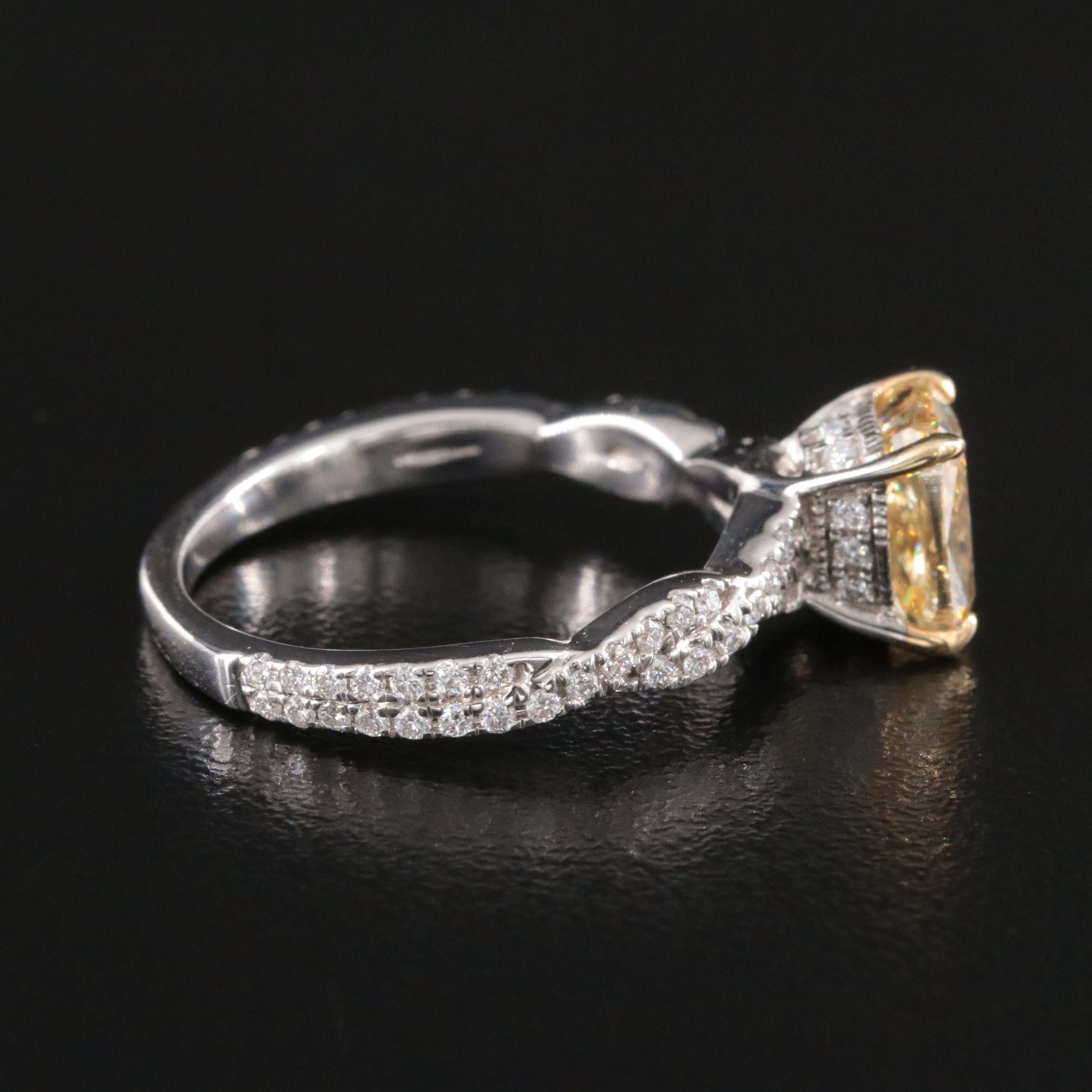 14K 2.40 CTW Lab Grown Diamond Ring with Fancy Yellow Center