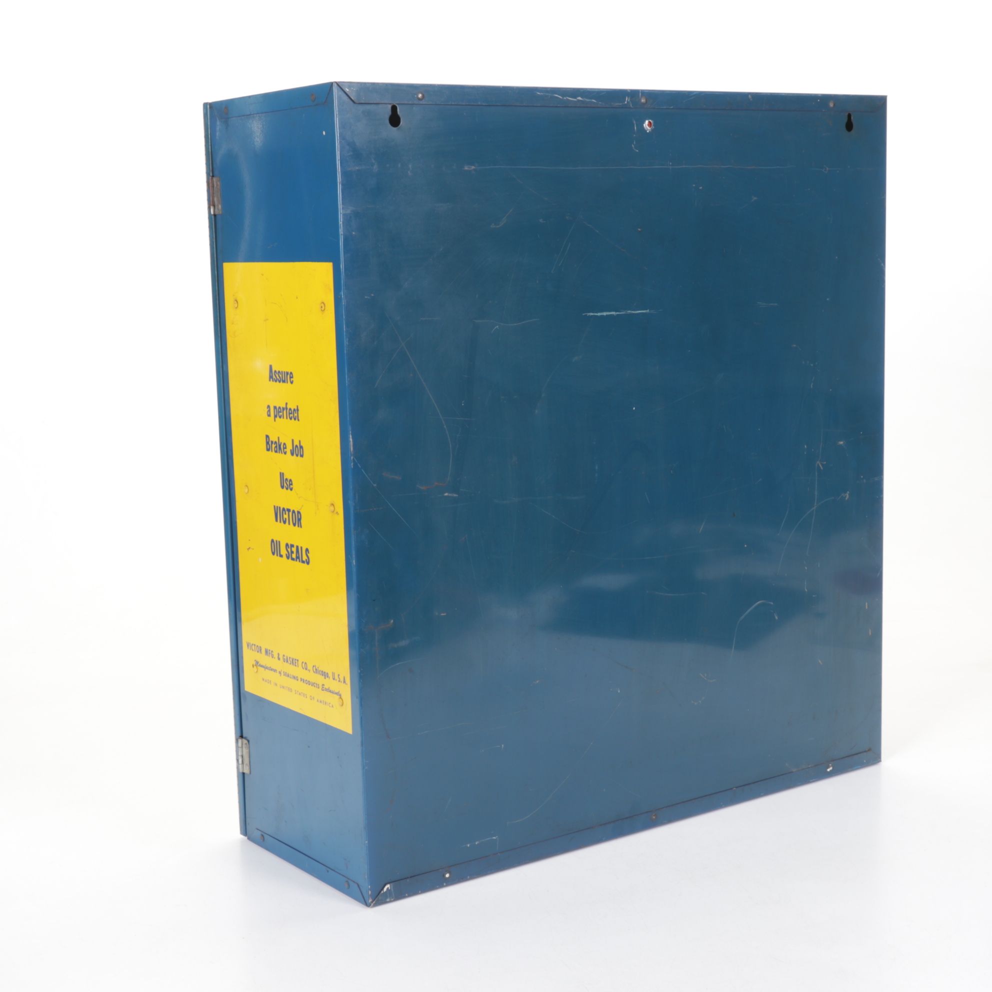 Victor Oil Seals Advertising Cabinet with Collection of Oil Seals, Mid-20th C.