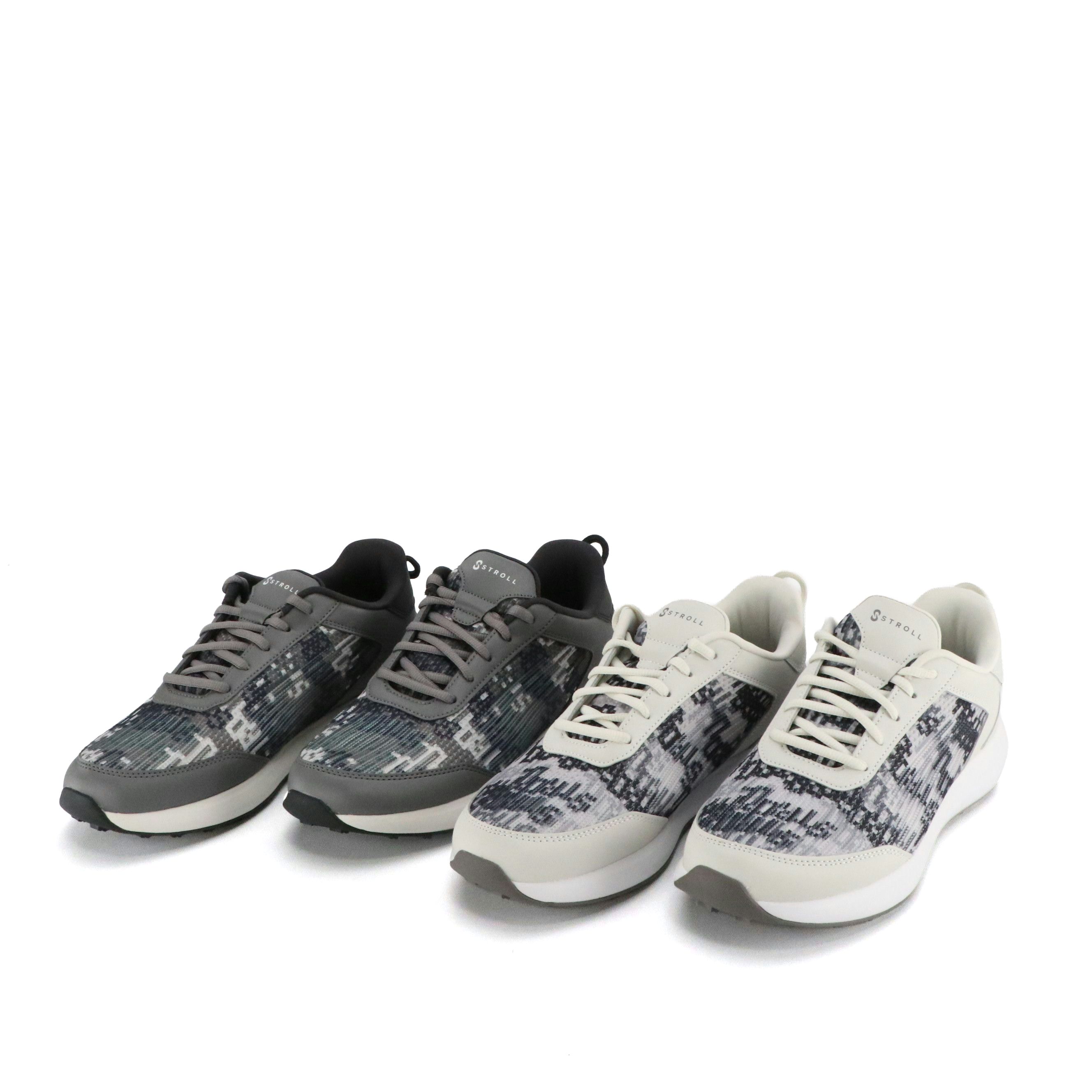Men's Stroll Performance Knit Sneakers in Black and White Camo, With Boxes