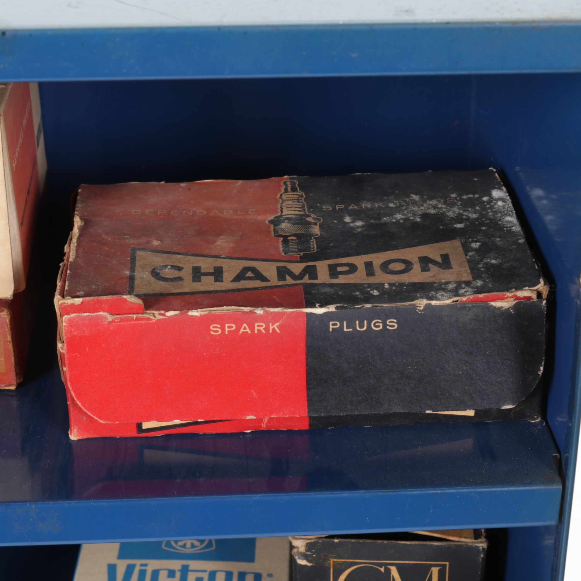 Victor Oil Seals Advertising Cabinet with Collection of Oil Seals, Mid-20th C.