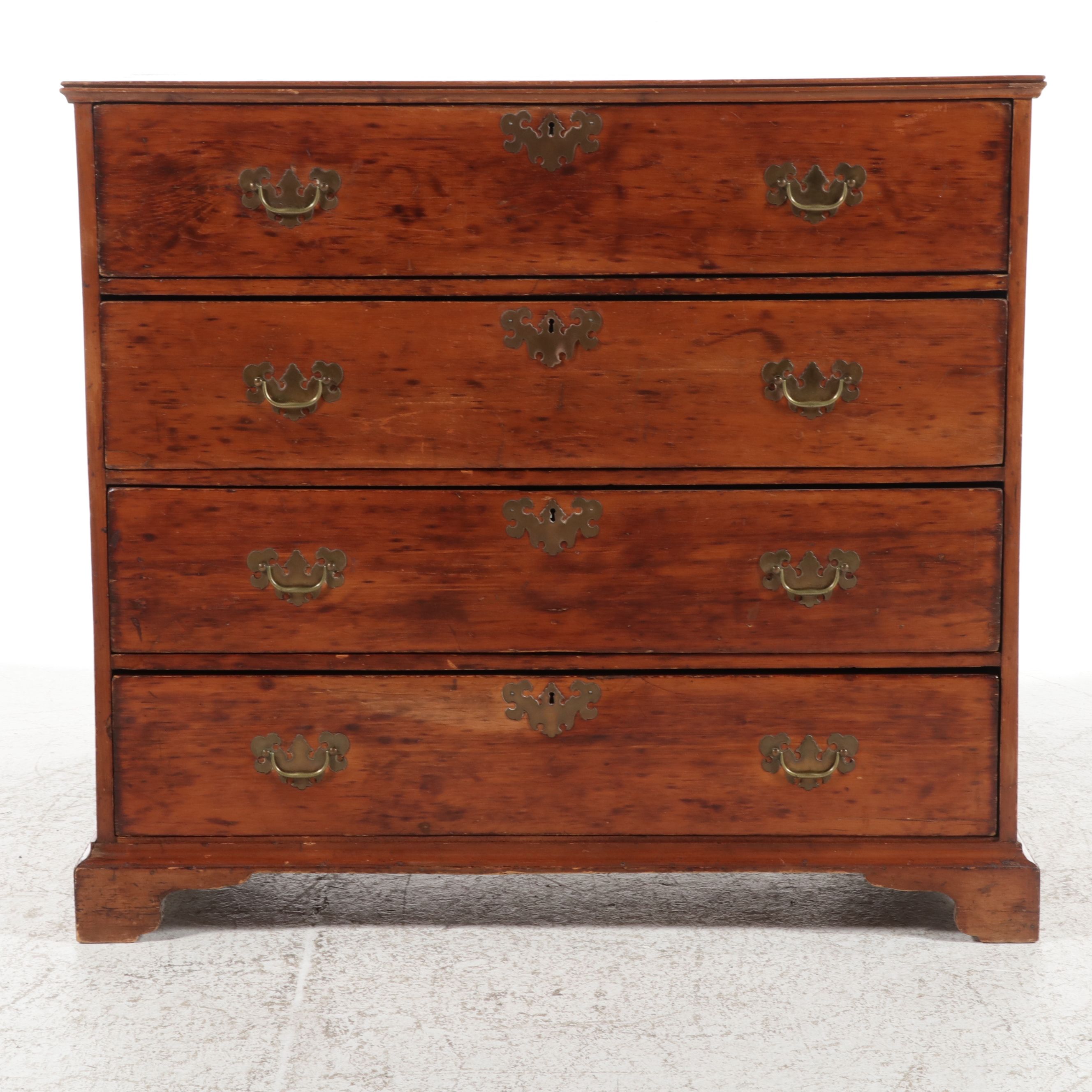American Chippendale Graduated Four-Drawer Chest, Late 18th/ Early 19th Century