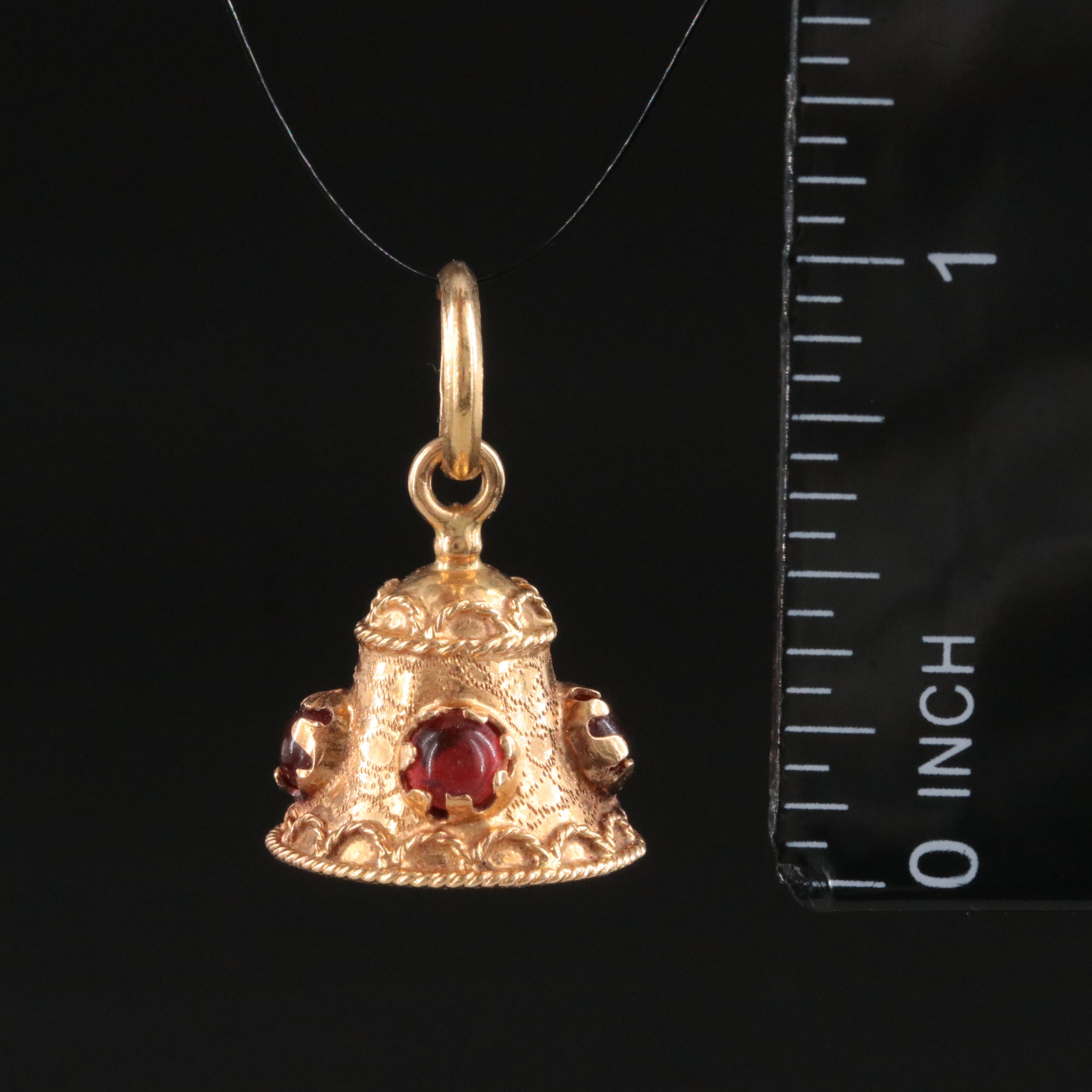 18K Twisted Wirework Bell Pendant with Glass Accents