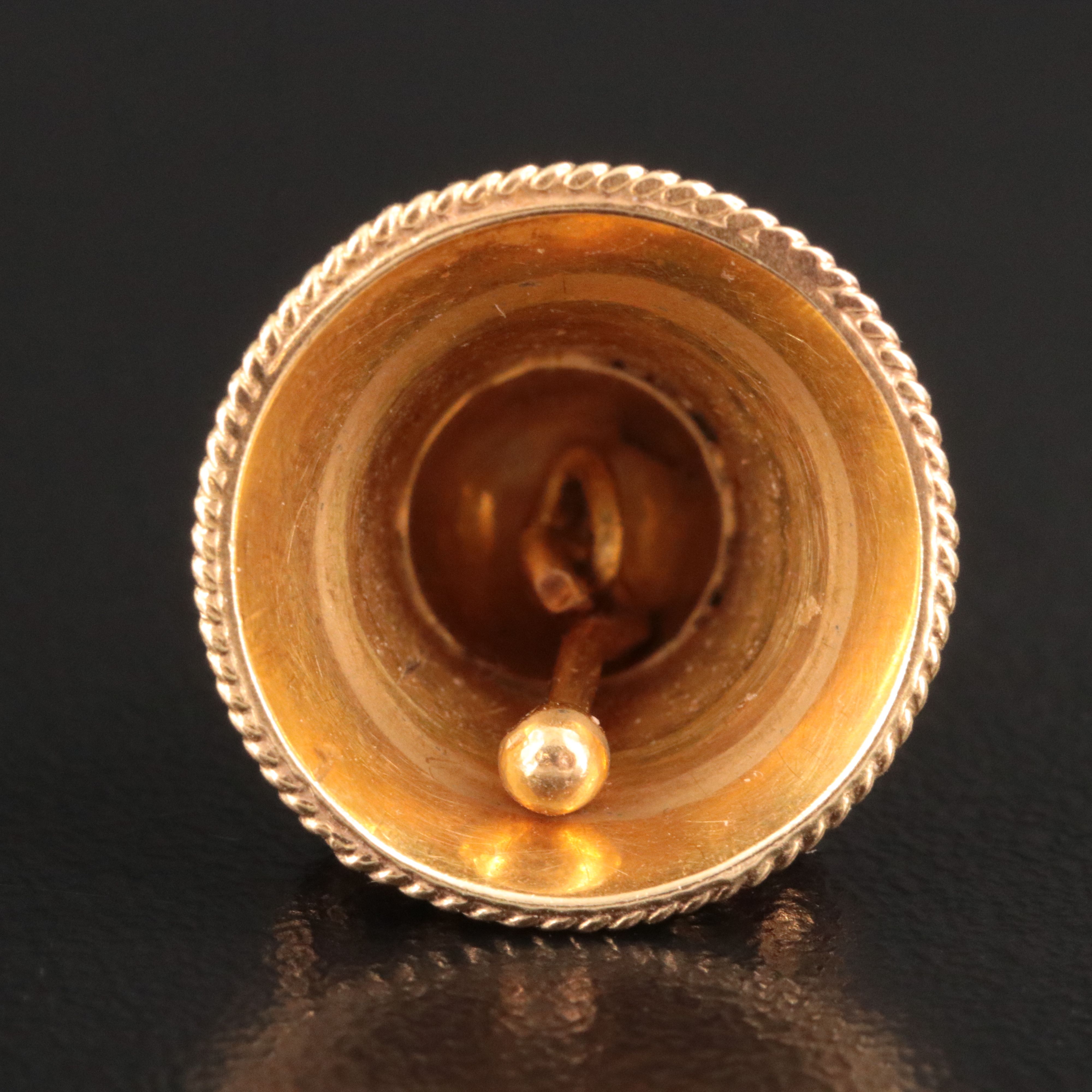 18K Twisted Wirework Bell Pendant with Glass Accents