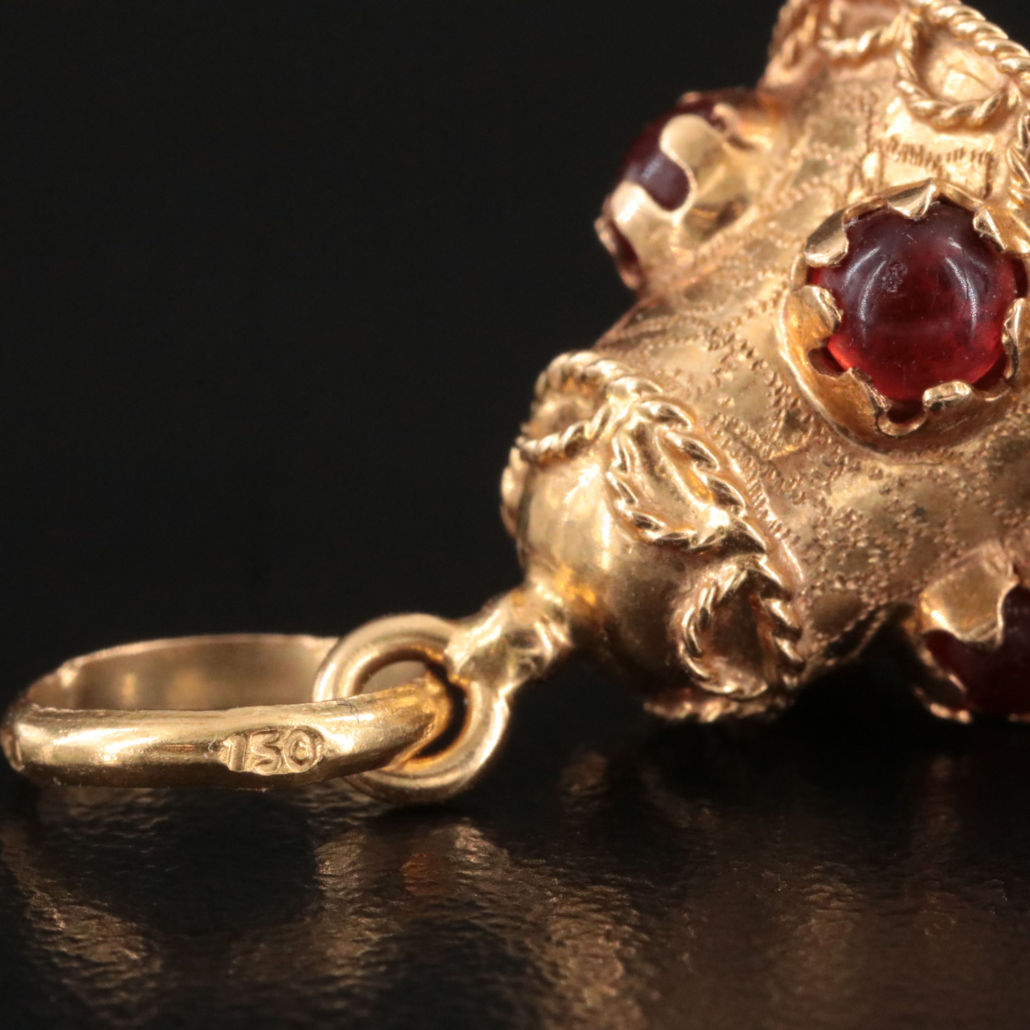 18K Twisted Wirework Bell Pendant with Glass Accents