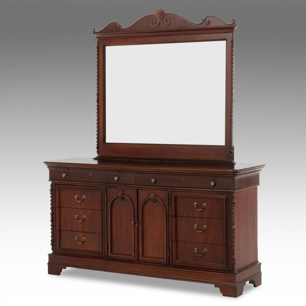 Lexington Furniture "Vestiges" Triple Dresser and Mirror, Late 20th Century