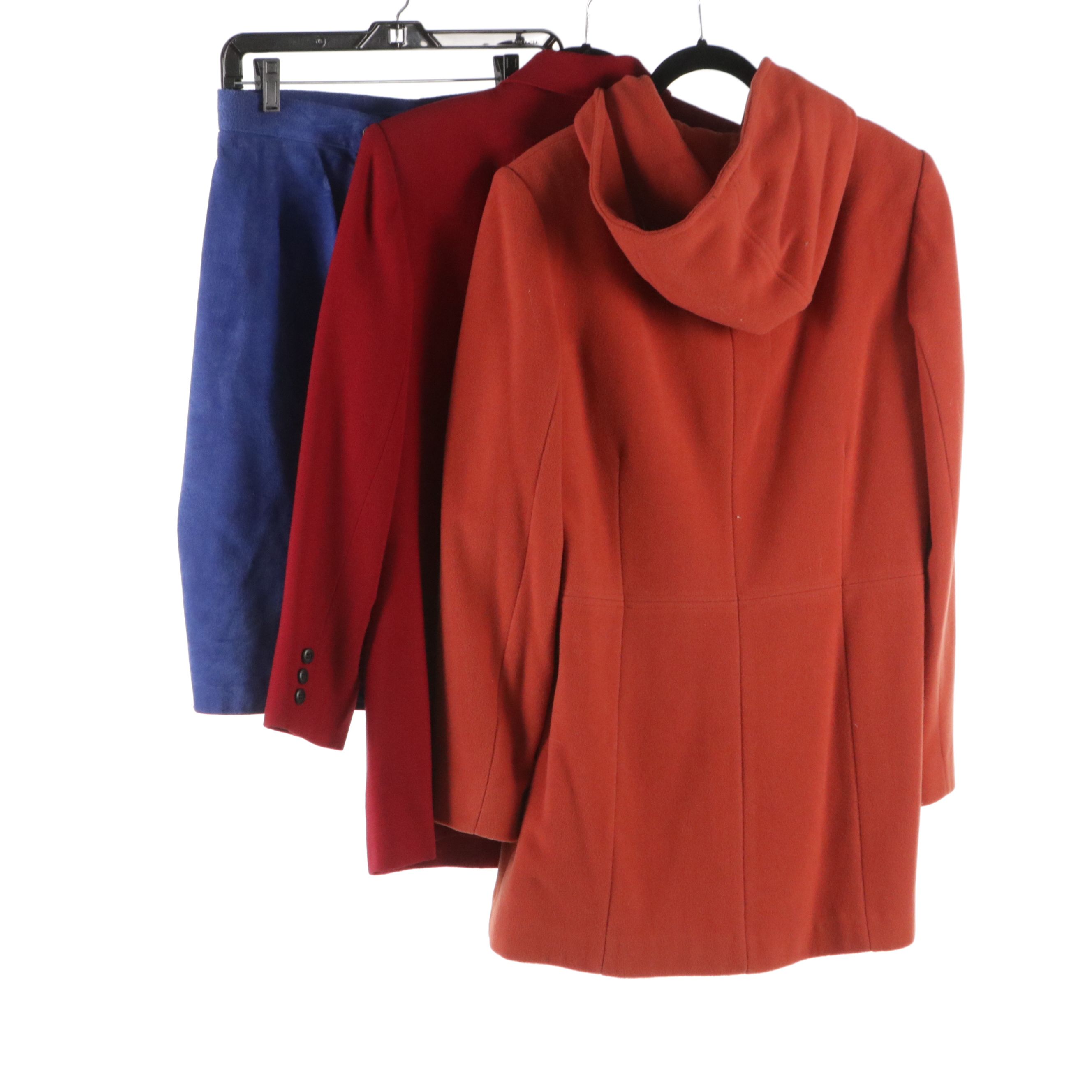 Anne Klein Orange Wool Coat, Express Suede Skirt, Other Blazer & Leather Gloves
