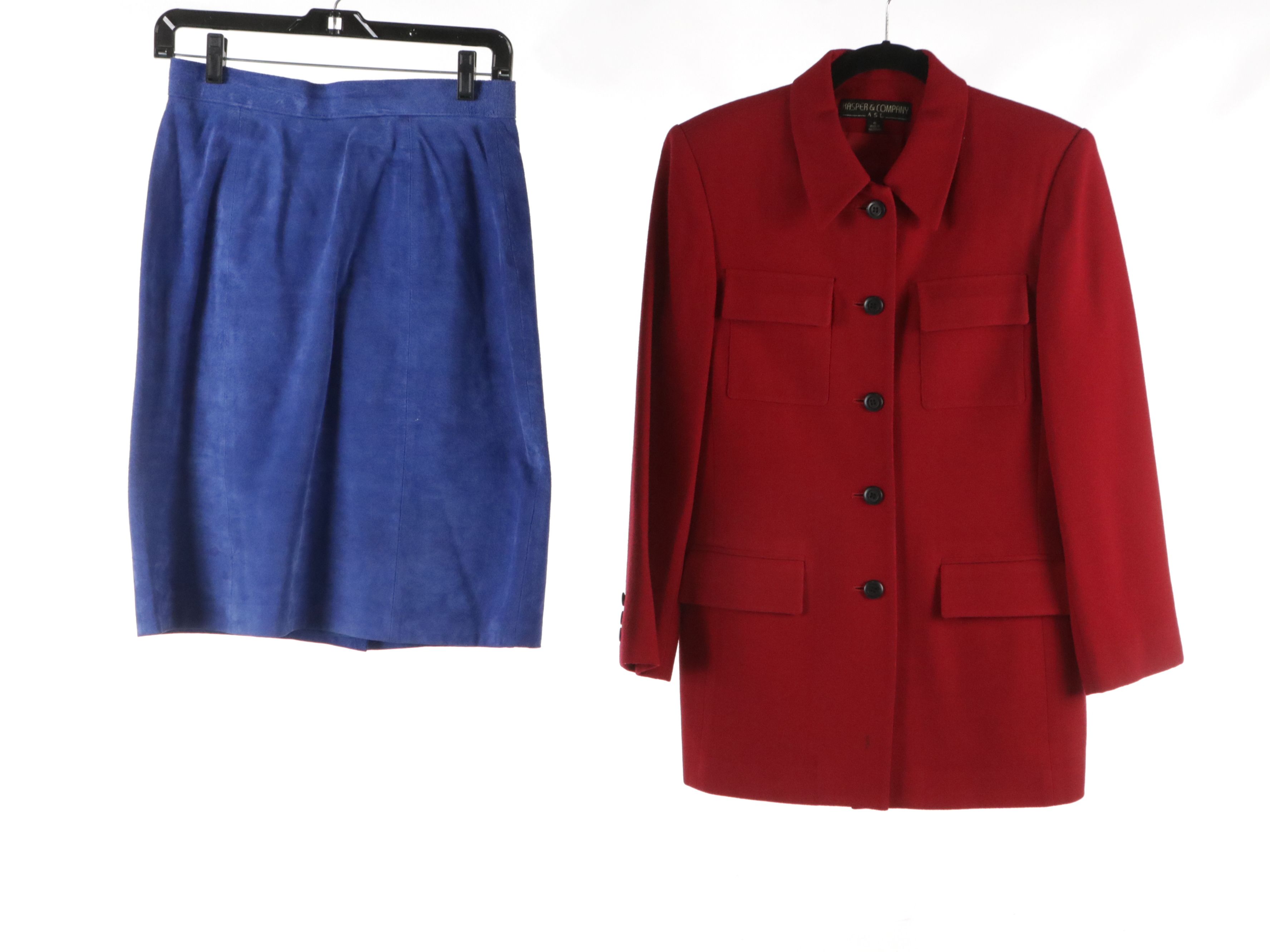 Anne Klein Orange Wool Coat, Express Suede Skirt, Other Blazer & Leather Gloves