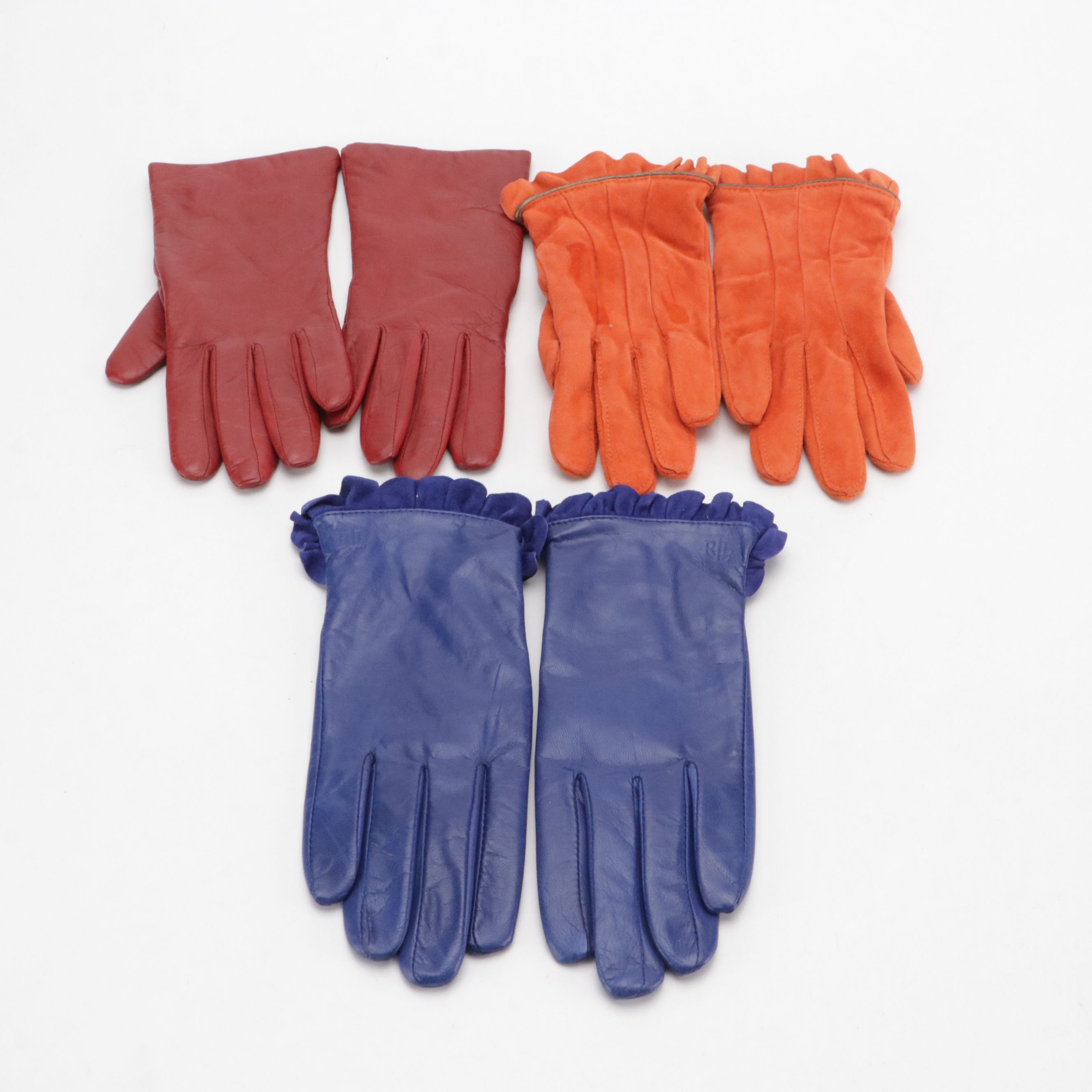 Anne Klein Orange Wool Coat, Express Suede Skirt, Other Blazer & Leather Gloves