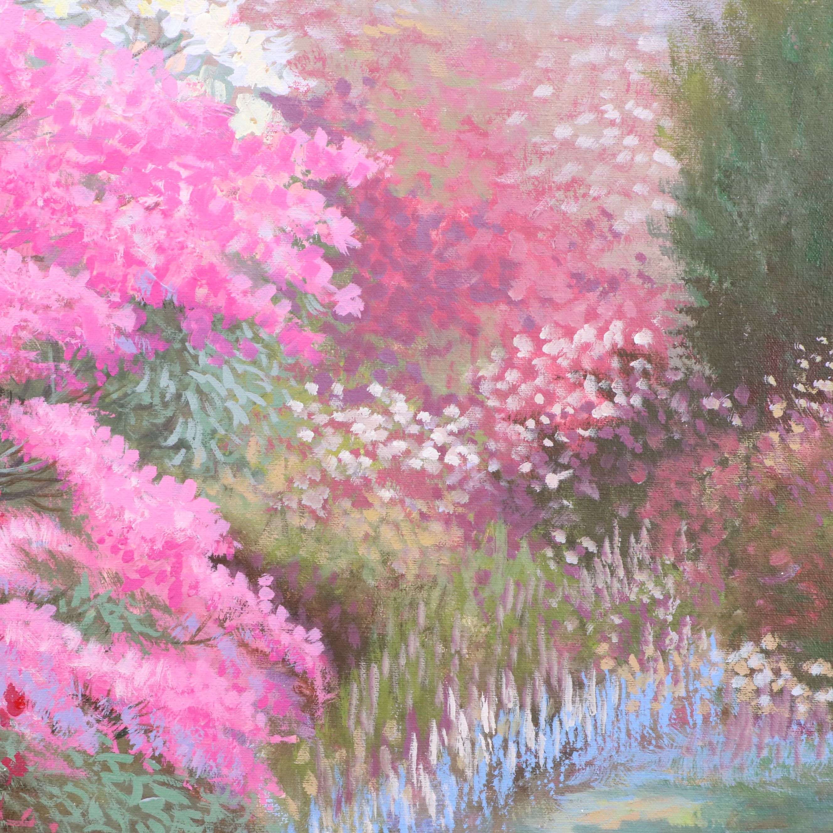 Jerrie Glasper Acrylic Painting of Spring Landscape, 1993