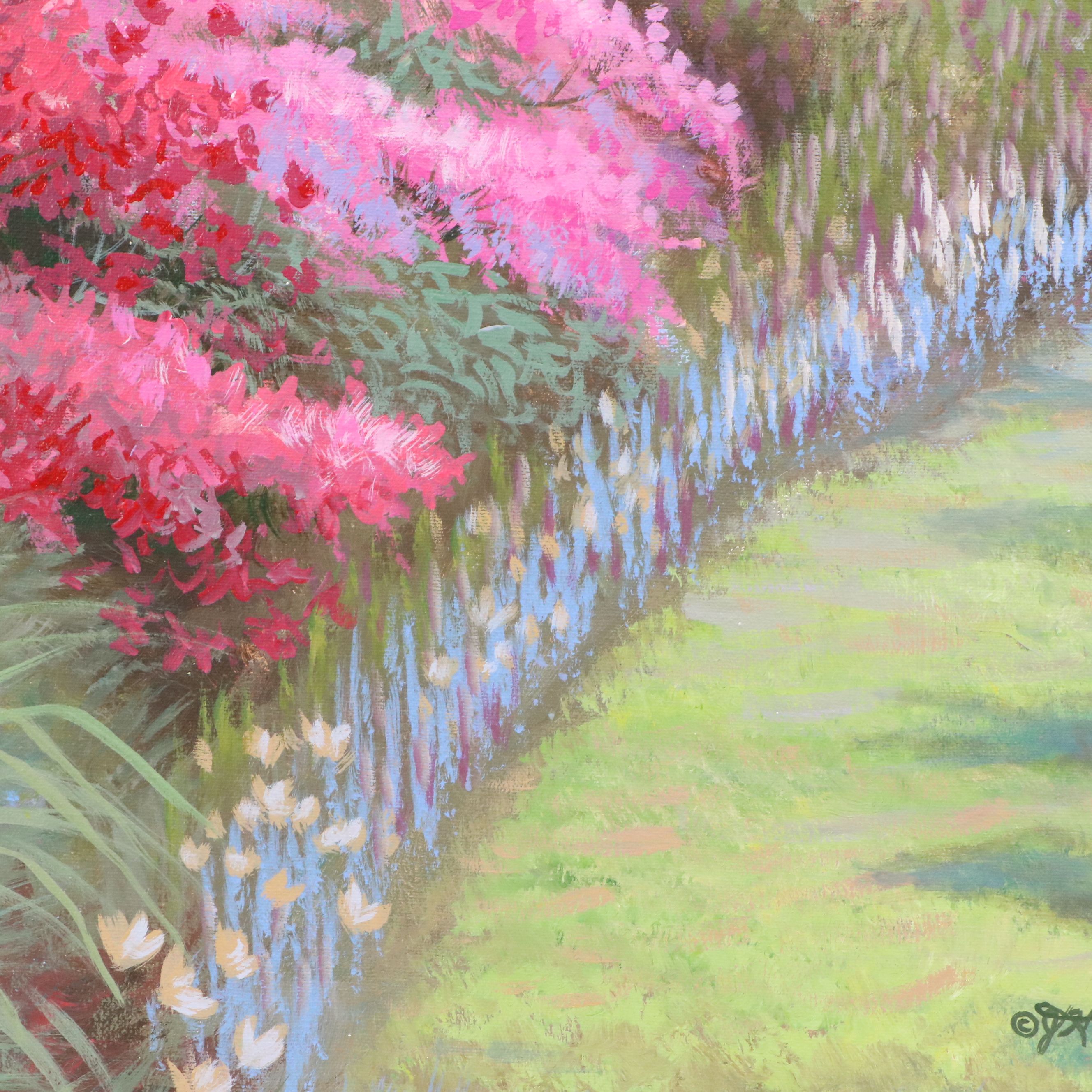 Jerrie Glasper Acrylic Painting of Spring Landscape, 1993