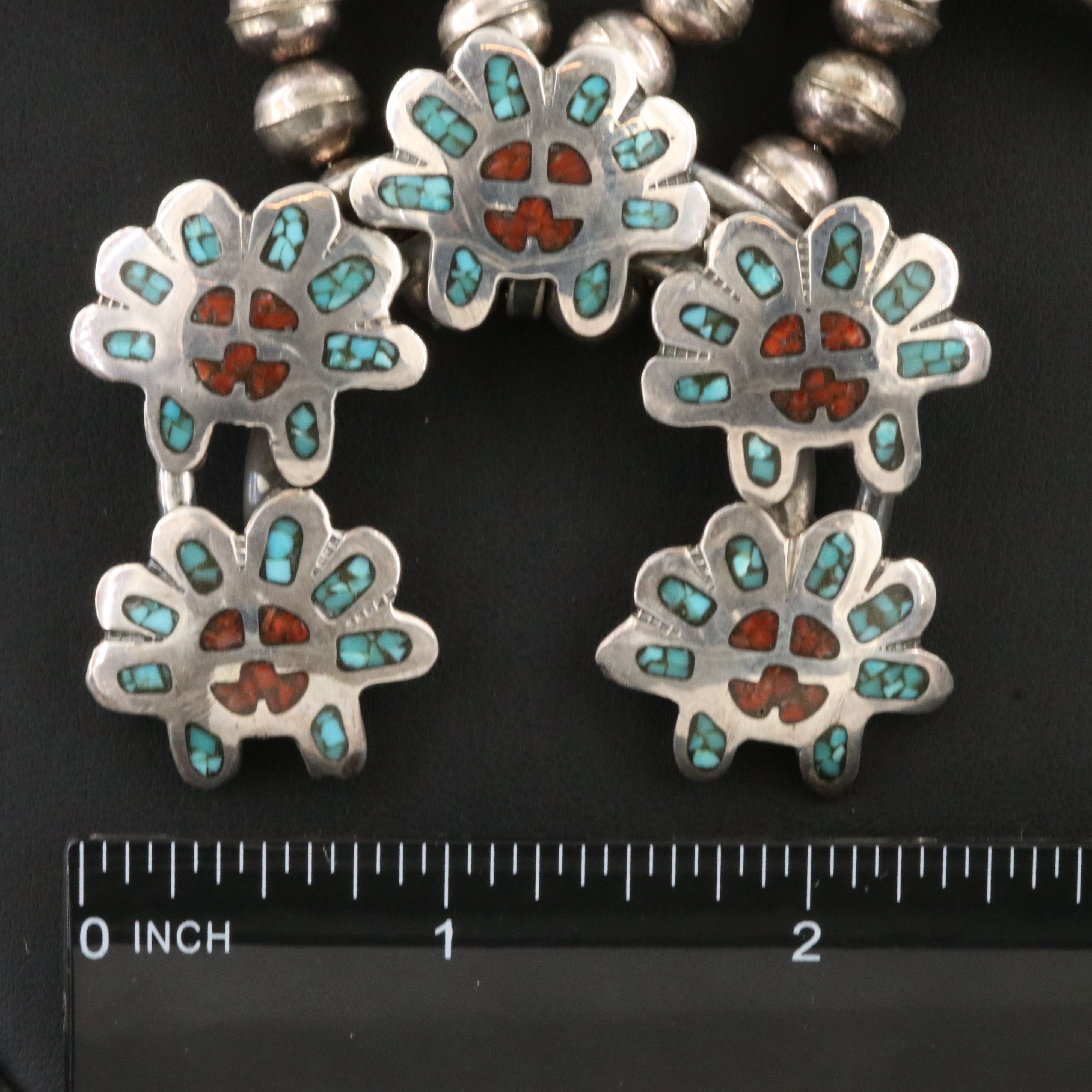 Southwestern Gilbert Ortega Enterprises Shop Sterling Squash Blossom Necklace