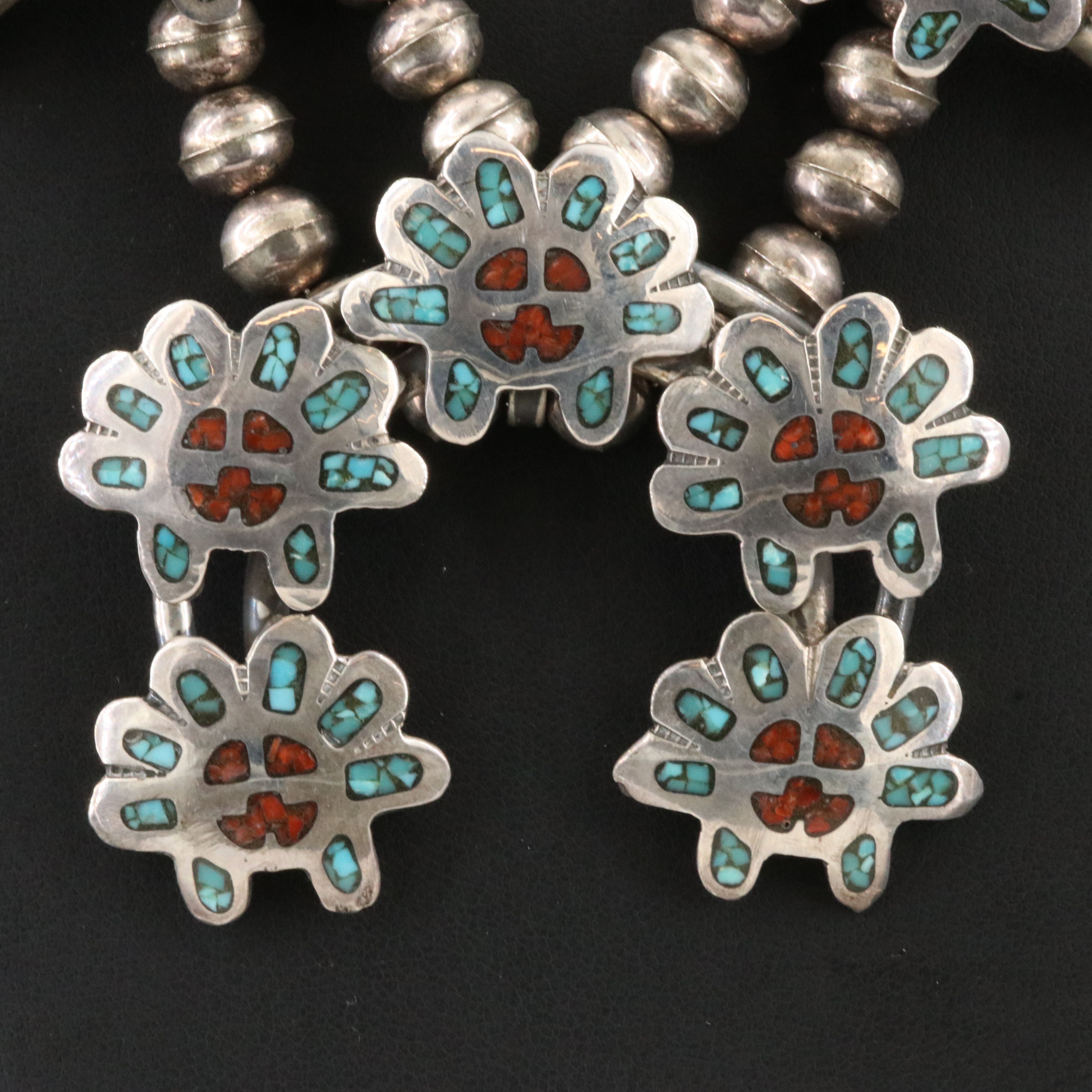 Southwestern Gilbert Ortega Enterprises Shop Sterling Squash Blossom Necklace