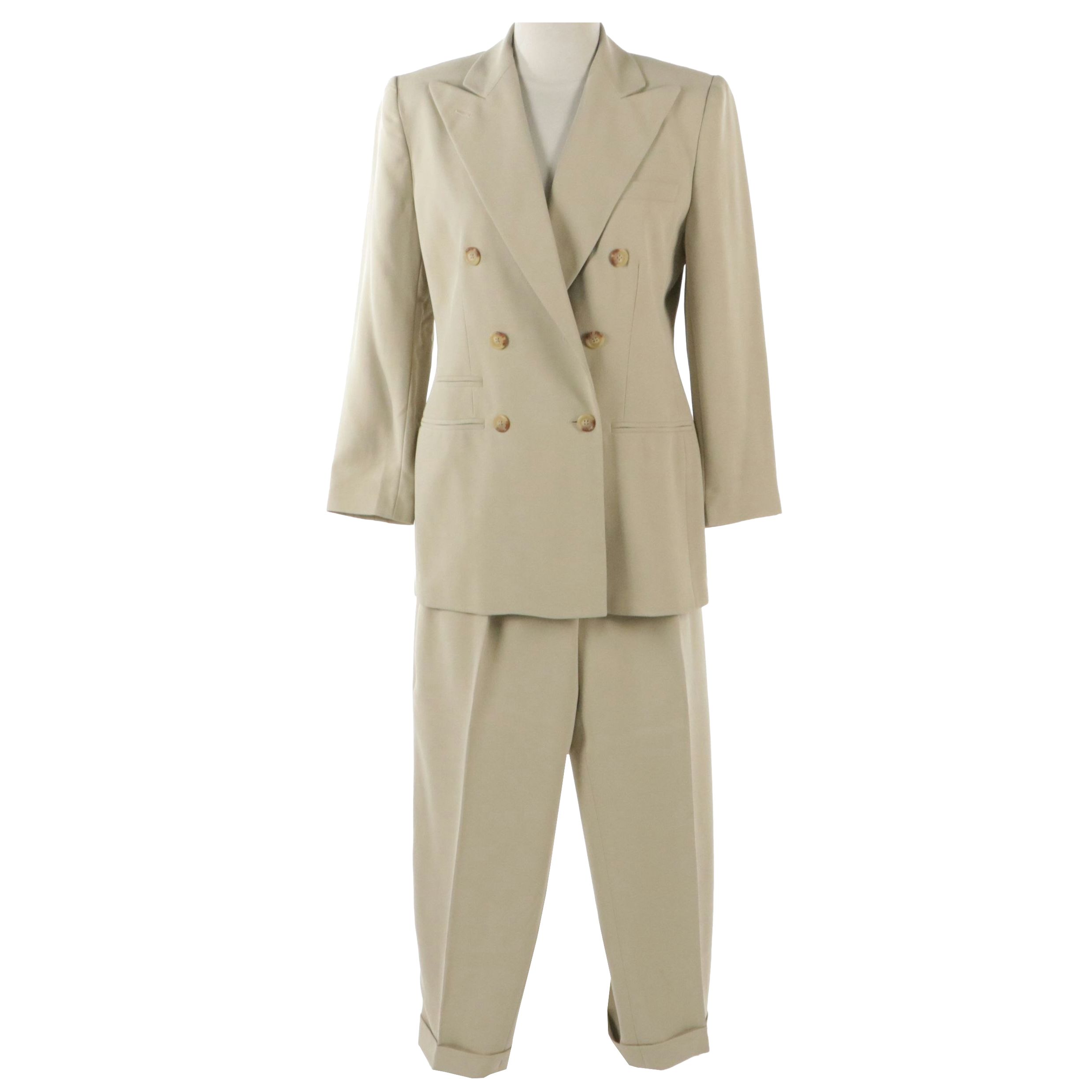 Lauren Ralph Lauren Beige Double-Breasted Pantsuit