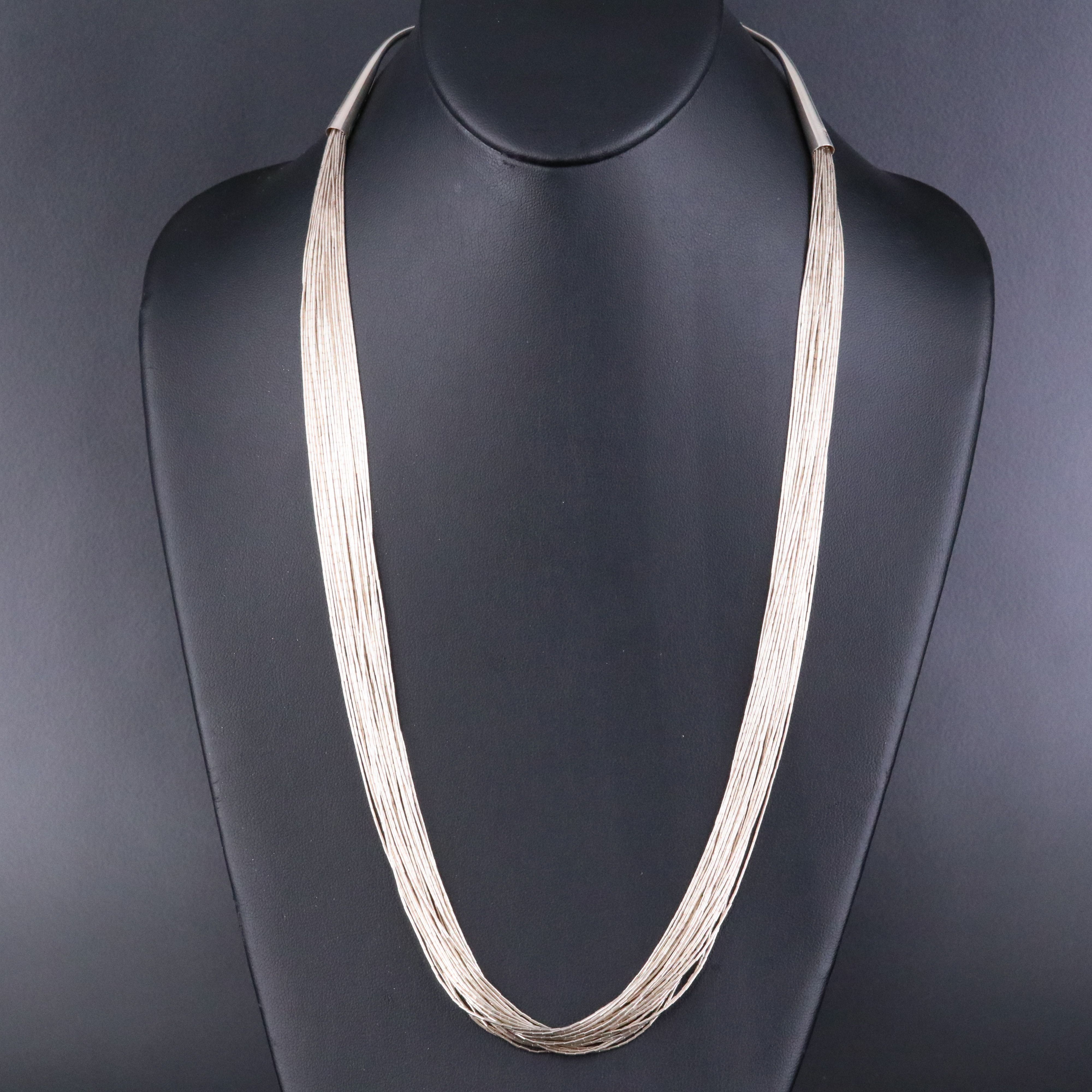 Relios Sterling 30 Strand Liquid Silver Necklace