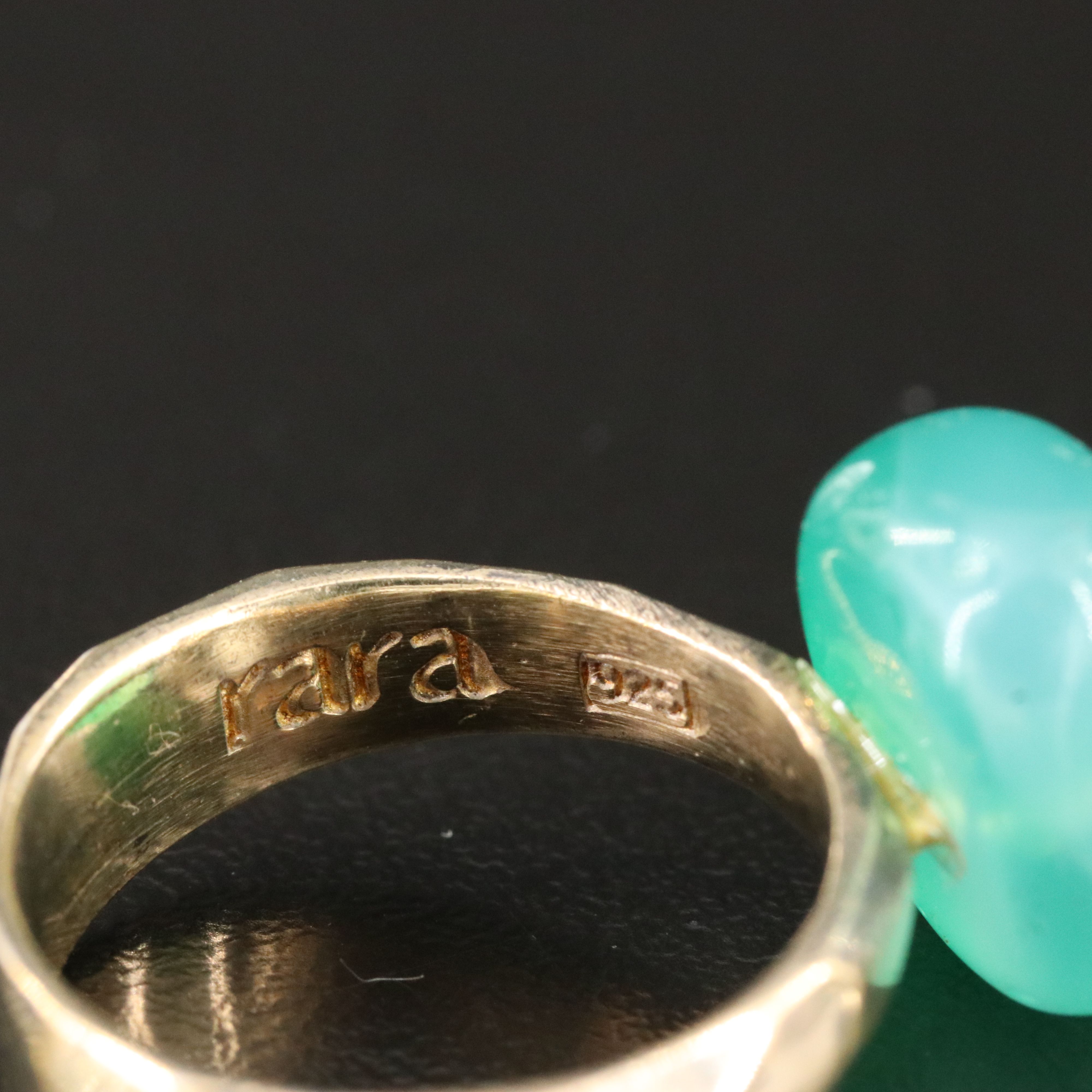 Sterling Rings and Pendant with Black Onyx, Chalcedony and Faux Turquoise