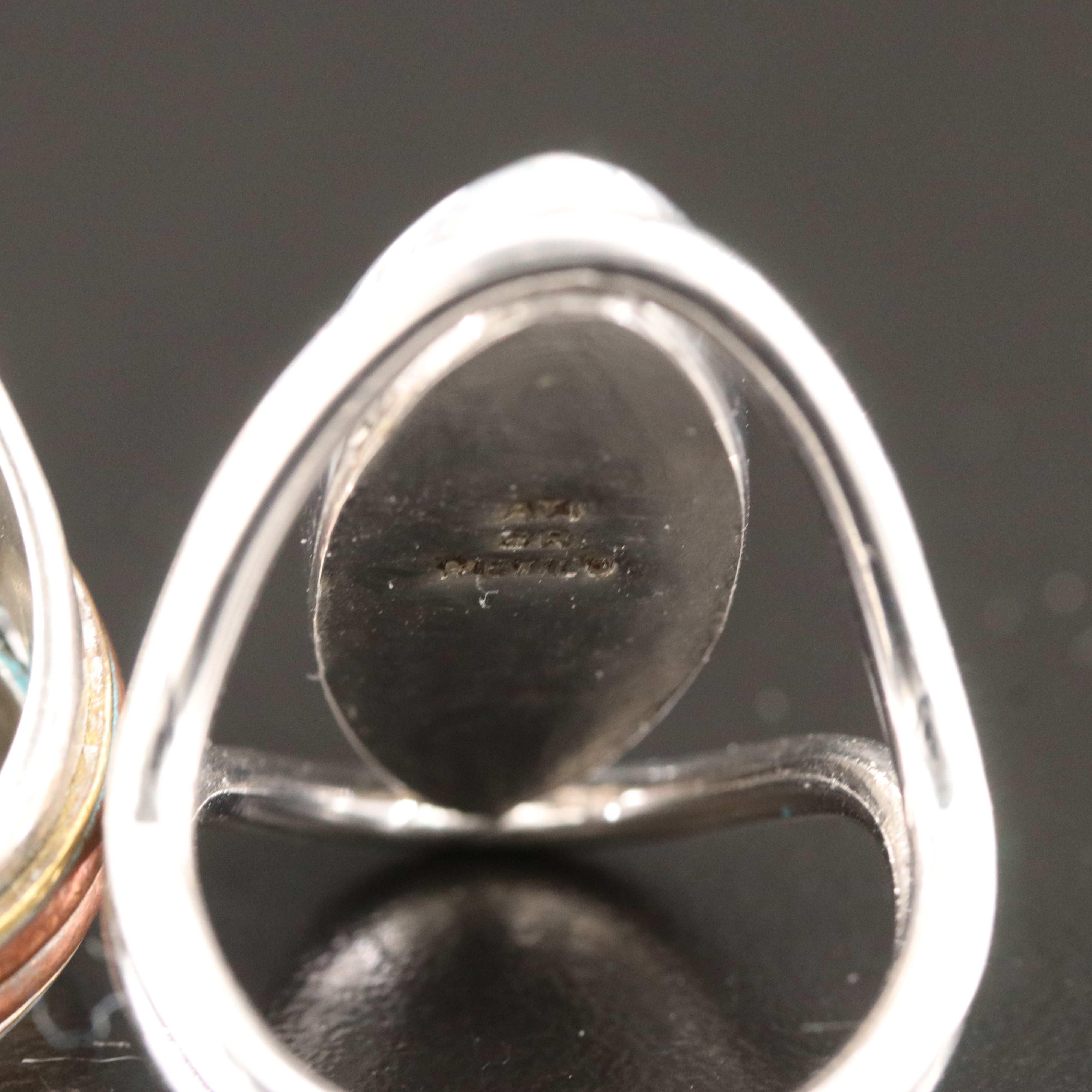 Sterling Rings and Pendant with Black Onyx, Chalcedony and Faux Turquoise