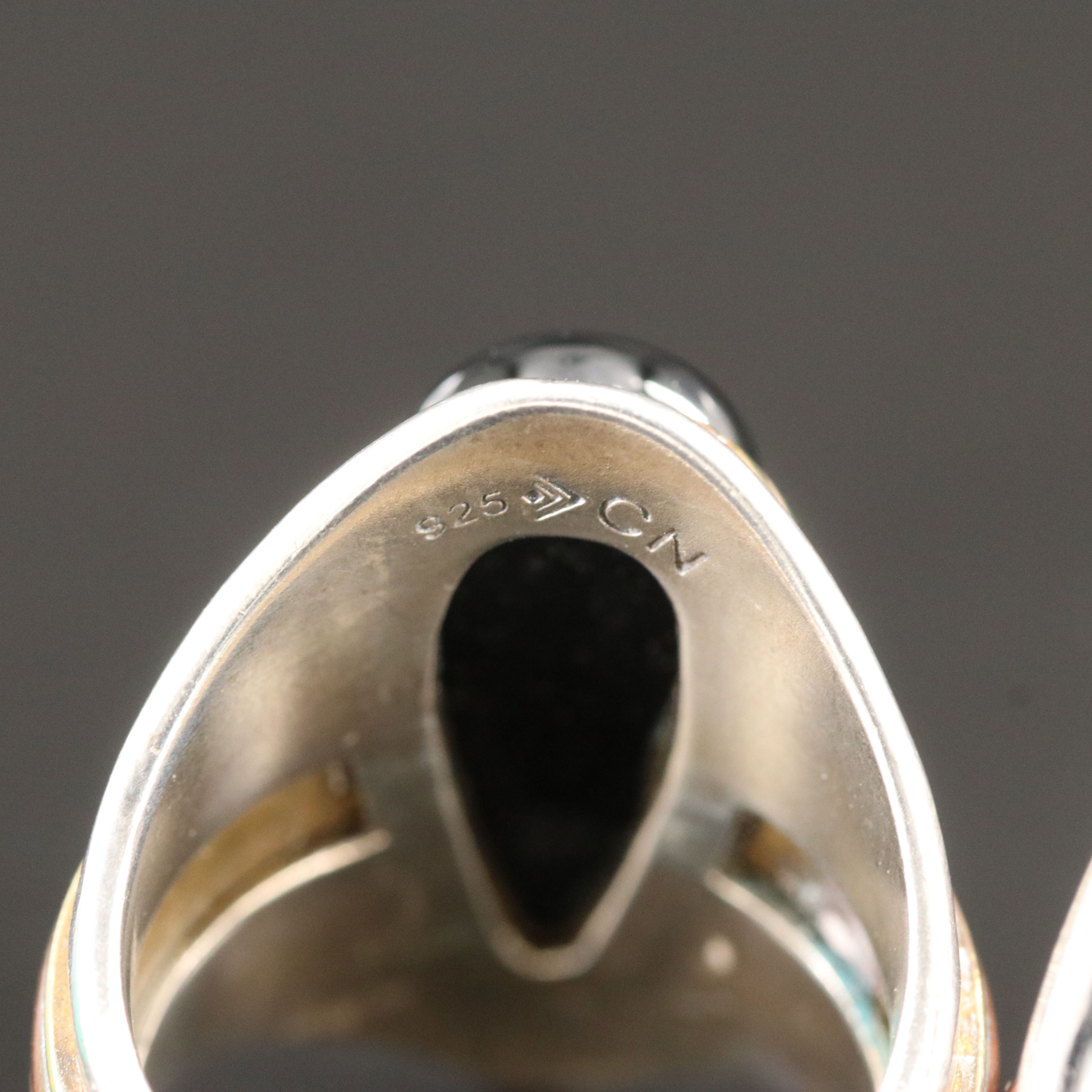 Sterling Rings and Pendant with Black Onyx, Chalcedony and Faux Turquoise