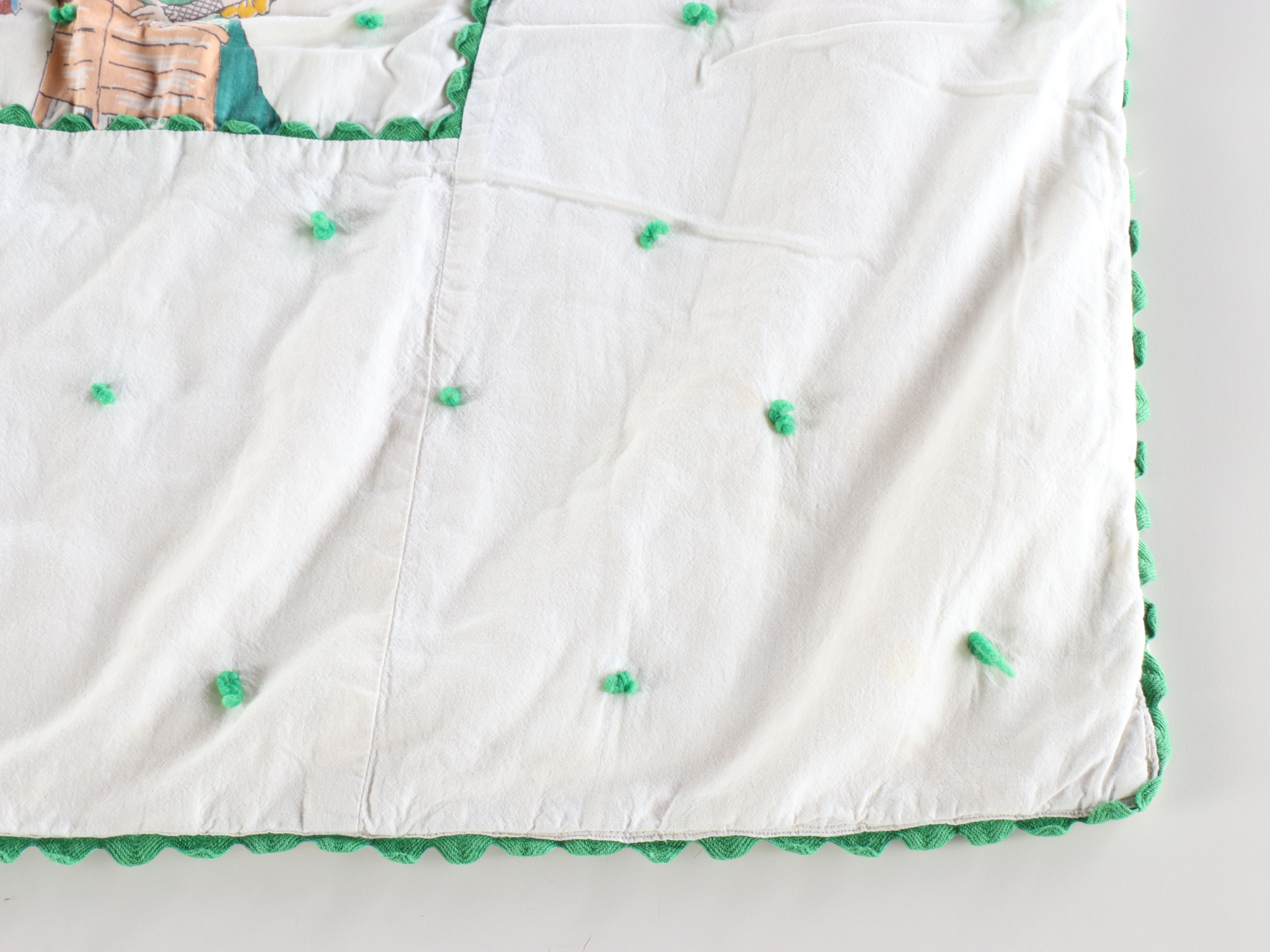 Vintage Nursery Rhyme Coverlet with Wool Blend Accent Blanket