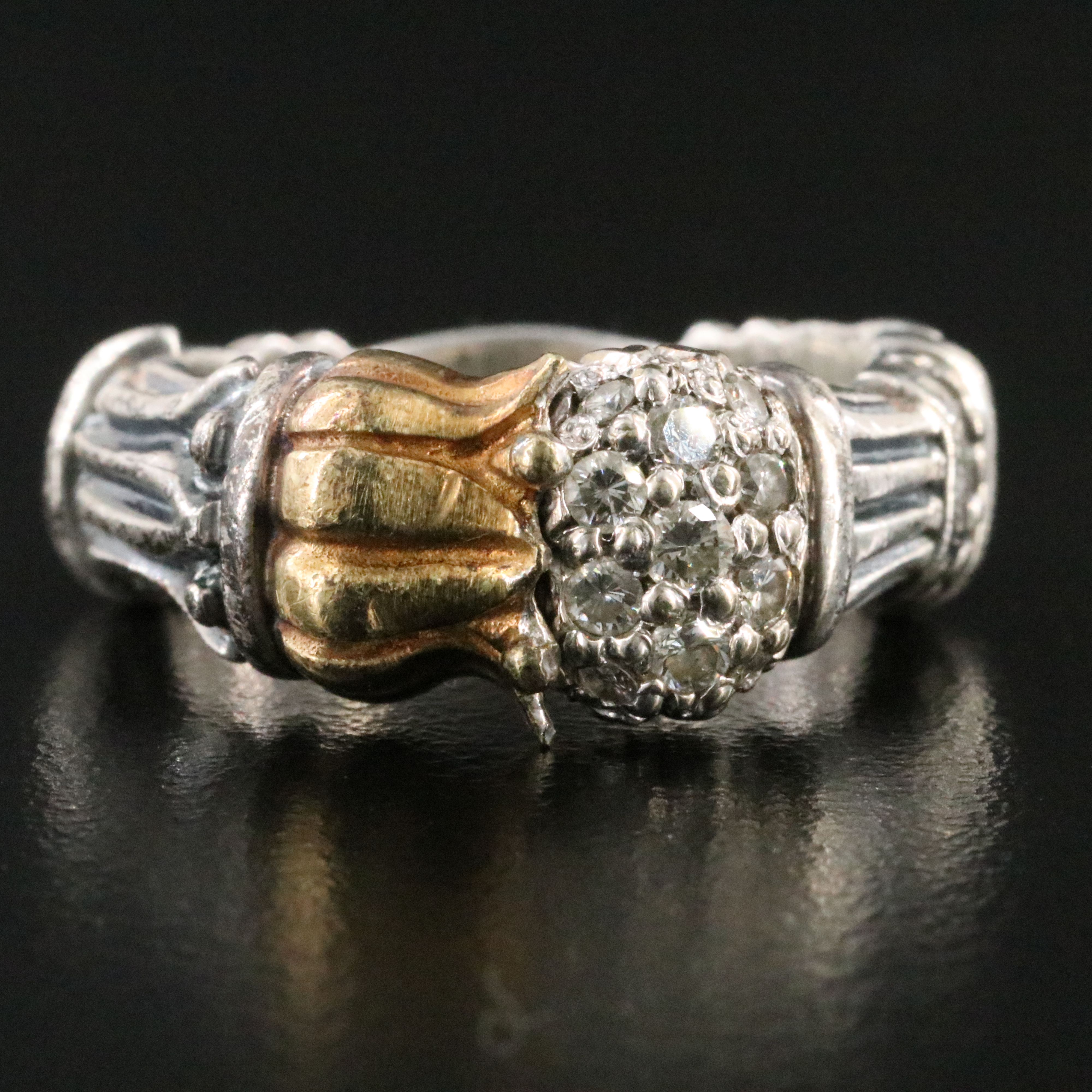 Caviar 18K Sterling Diamond Ring